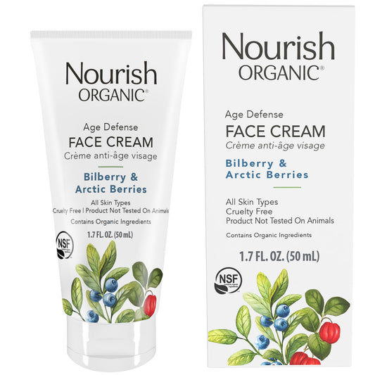 Nourish Organic Nutrir orgánico | Crema facial de defensa antiedad – arándano y bayas árticas | última intervensión de OMG, última intervensión de crueldad, sin fragancia (1.7 oz)