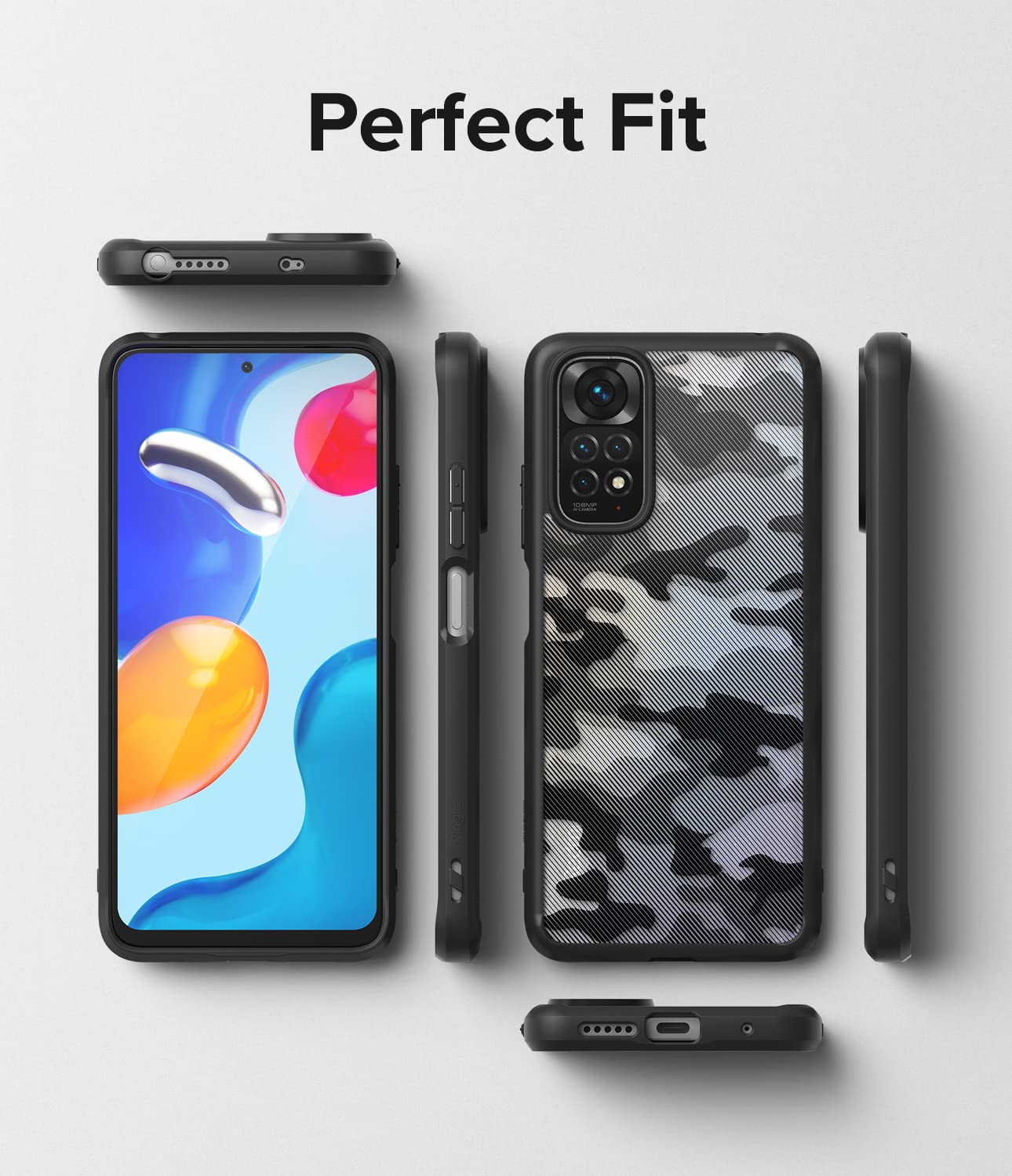 Funda Ringke Fusion Xiaomi Redmi Note 11 / 11S Negro Camo Mate Antihuellas Textura Satinada