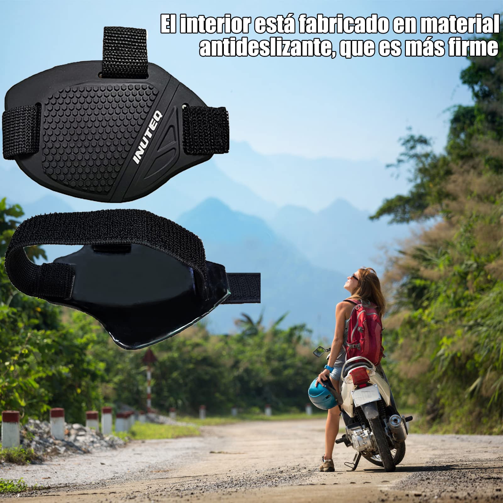 HEKE Accesorios de Cambio de Marchas de Motocicleta para Zapatos, Protector de Botas de Goma de Motocicleta con Correa para Zapatos, Cubierta Protectora Antideslizante para Zapatos, 1 Pieza