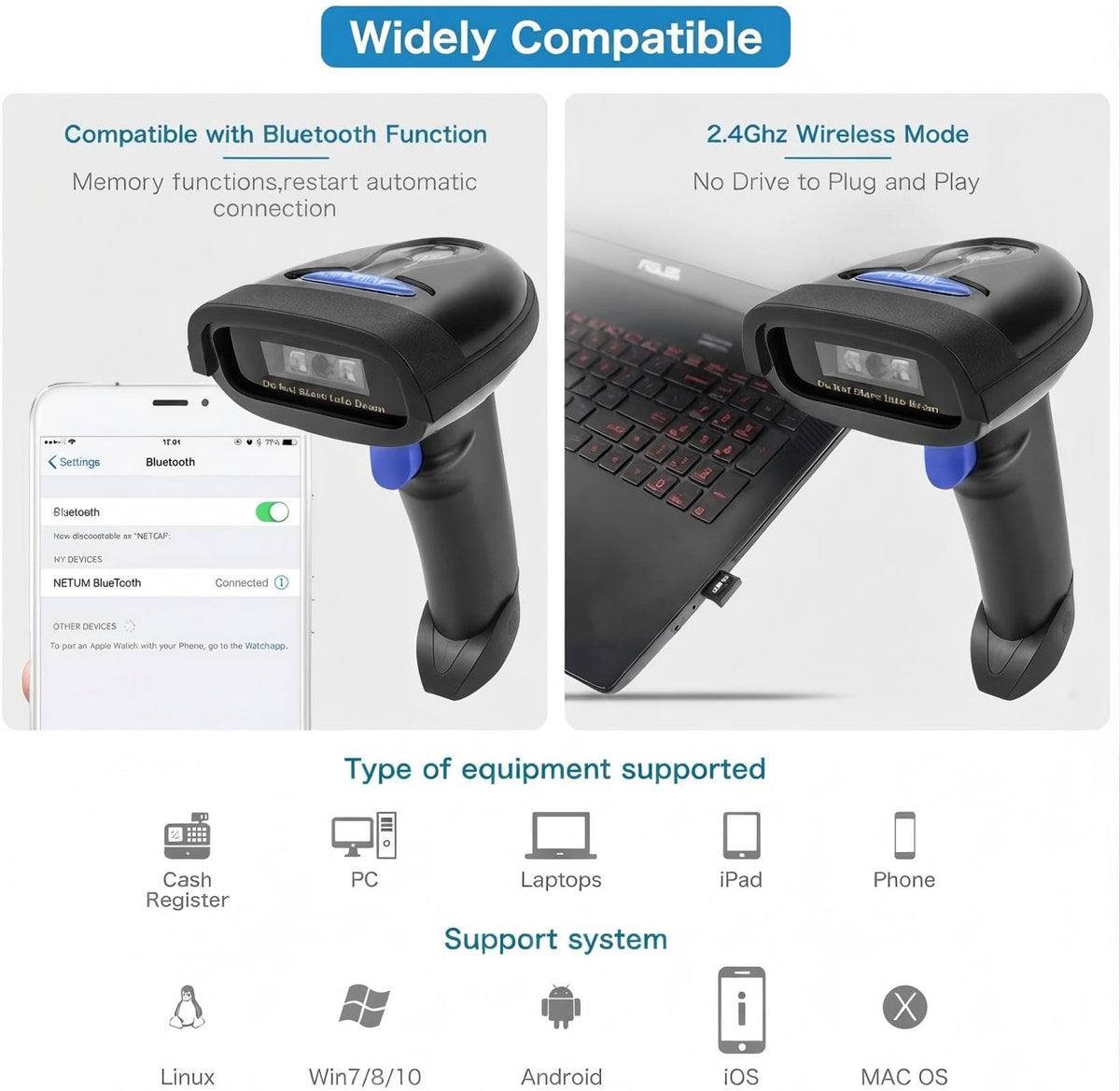 Escáner de Código de Barras NETUM Bluetooth