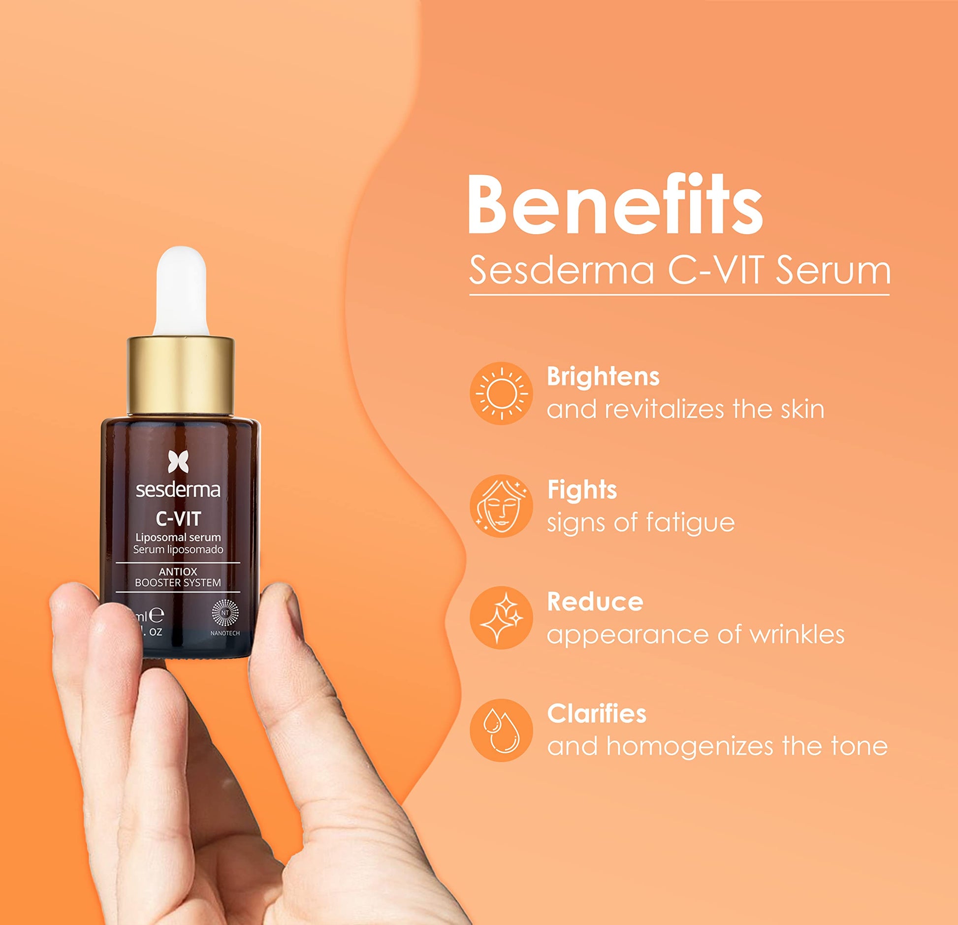 Suero Facial SESDERMA C-VIT Vitamina C Ácido Hialurónico Ginkgo Biloba Hidratante Anti Edad Anti Manchas 30 ml