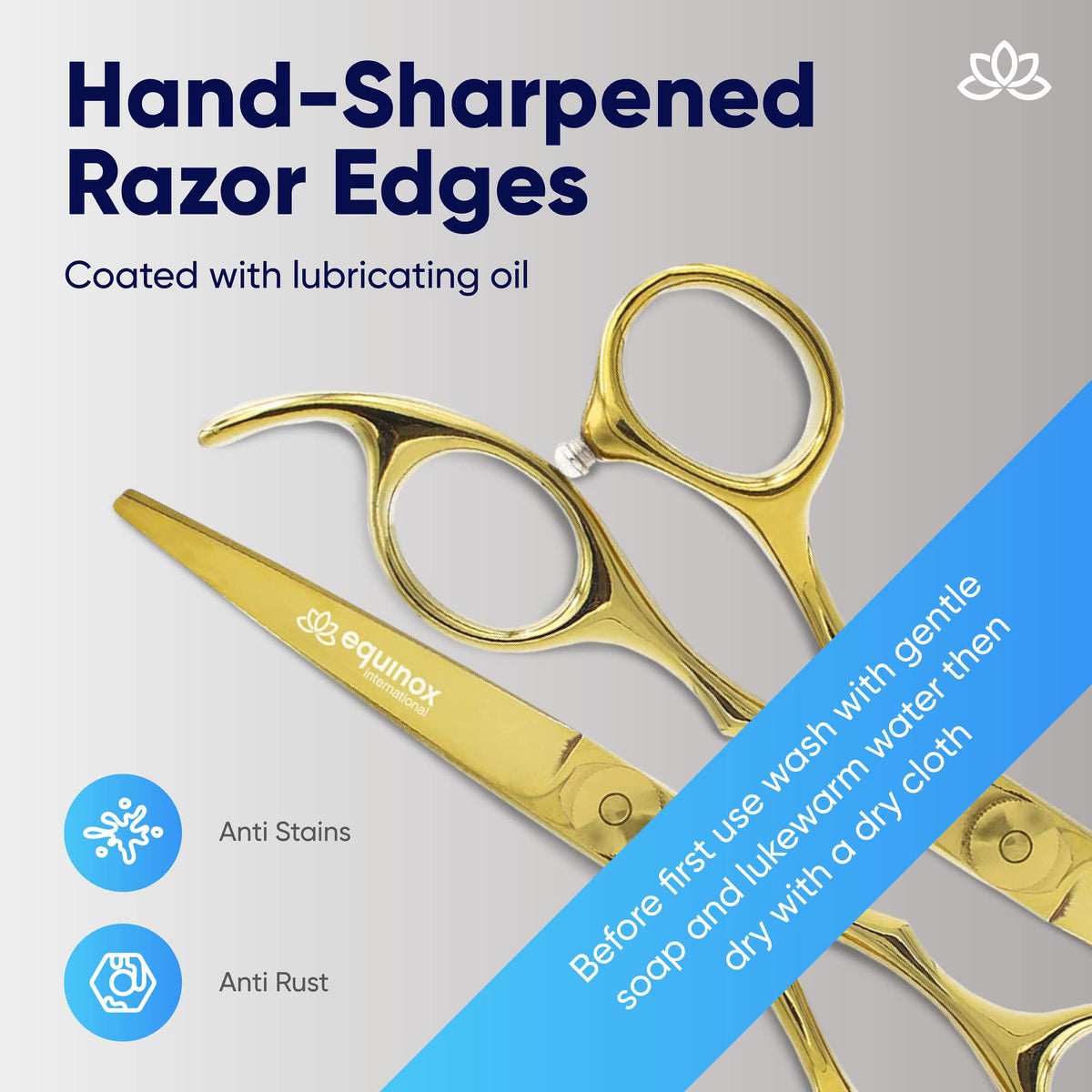 Equinox Professional Razor Edge Series - Tijeras de corte de pelo de peluquero – Tijeras japonesas de acero inoxidable – Longitud total de 6.5 pulgadas – Tornillo de tensión de ajuste fino – Tijeras premium para corte de pelo