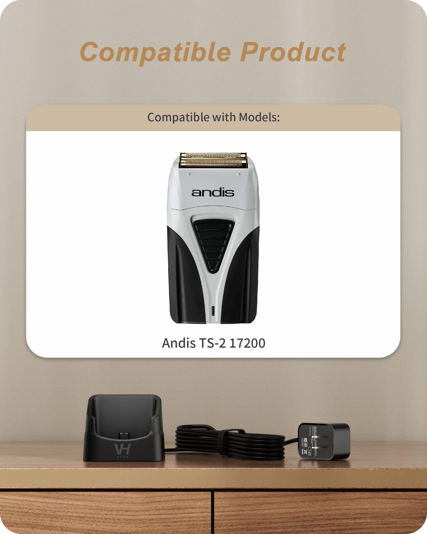 WUKUR - Cargador de afeitadora Andis, Cargador de Repuesto Compatible con 17150 17165 TS-1 TS-2