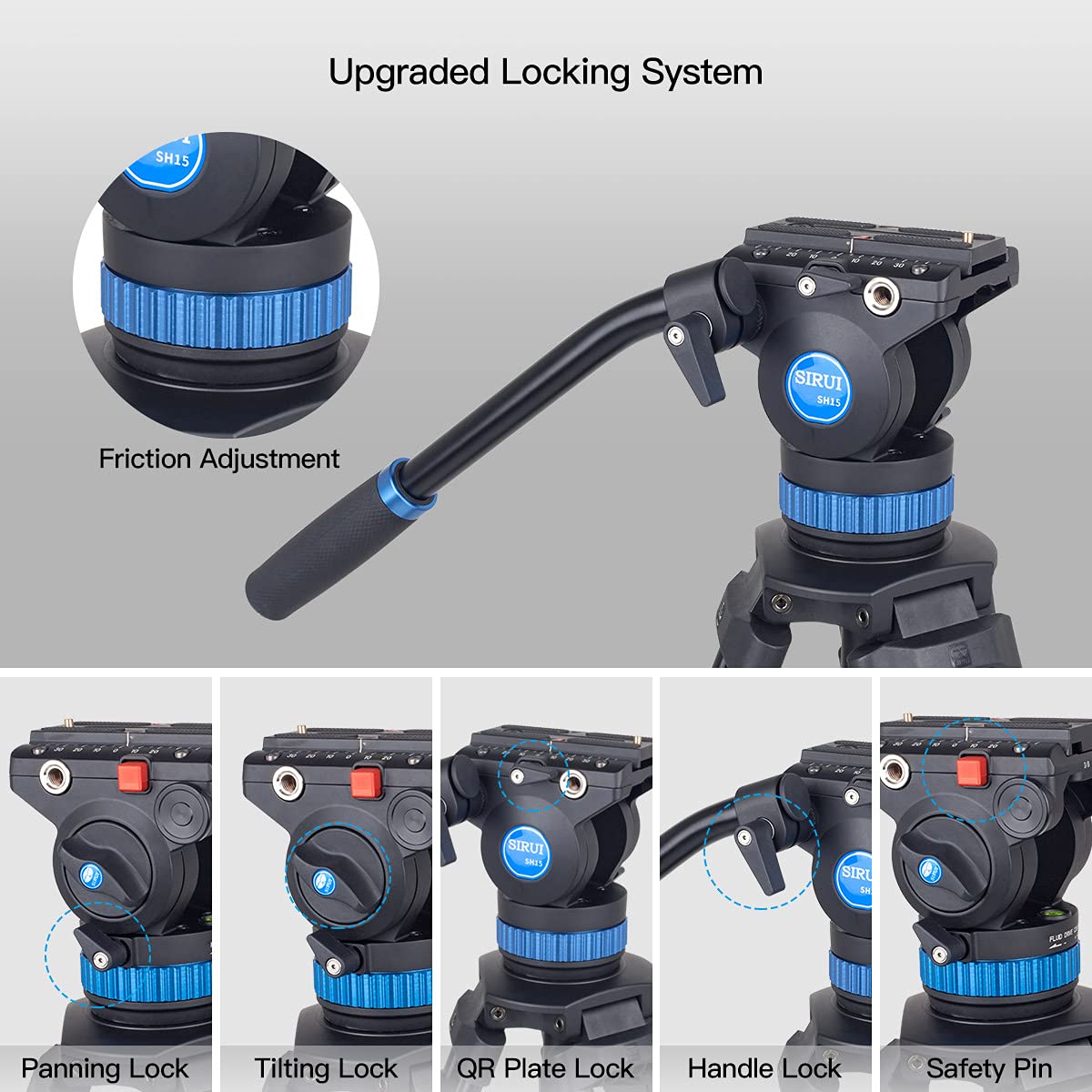 Trípode de Vídeo SIRUI Negro con Amortiguación Ajustable y Giro 360° 155cm