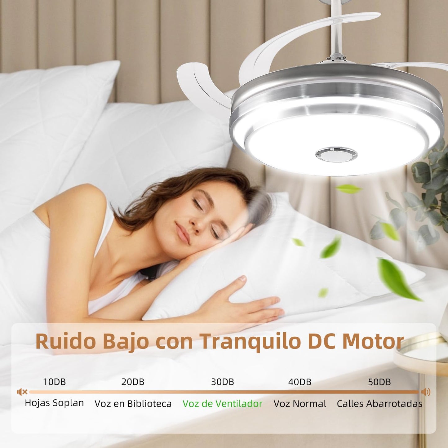 CANMEIJIA Ventilador de Techo con Luz y Control Remoto&App,Abanico de Techo con Luz Modernos 80W,Lampara de Techo con Ventilador Música Bluetooth Altavoz Velocidad del Viento/Brillo Ajustables,Ø48CM