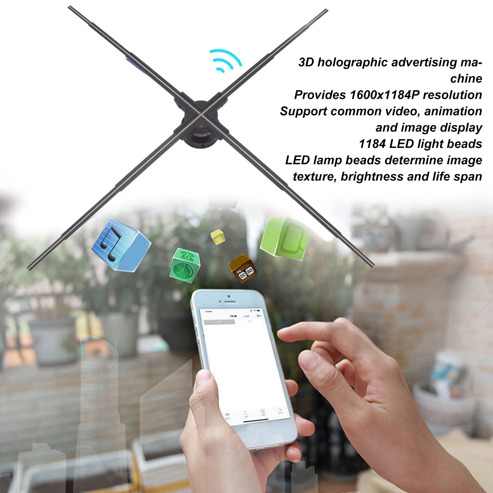 Ventilador Holograma 3D Pantalla Publicitaria 99 Cm 1600x1184P