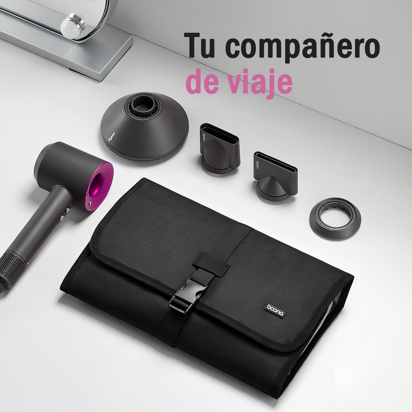 Funda de Viaje para Dyson Airwrap Styler/Shark Flexstyle, Bolsa de Viaje Portátil Impermeable con Gancho para Colgar, Organizador de Protección para Secadora y Planchas para Peinar el Cabello (Negro)
