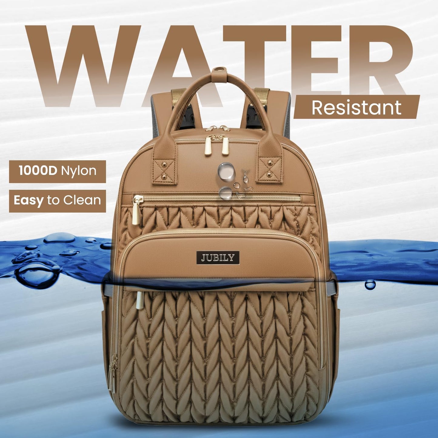Mochila para pañales Jubily, mochila de viaje de 30L para mujeres, bolsa impermeable con 5 compartimentos, 20 bolsillos, ranuras para laptop y iPad, cambiador portátil, organizador de artículos