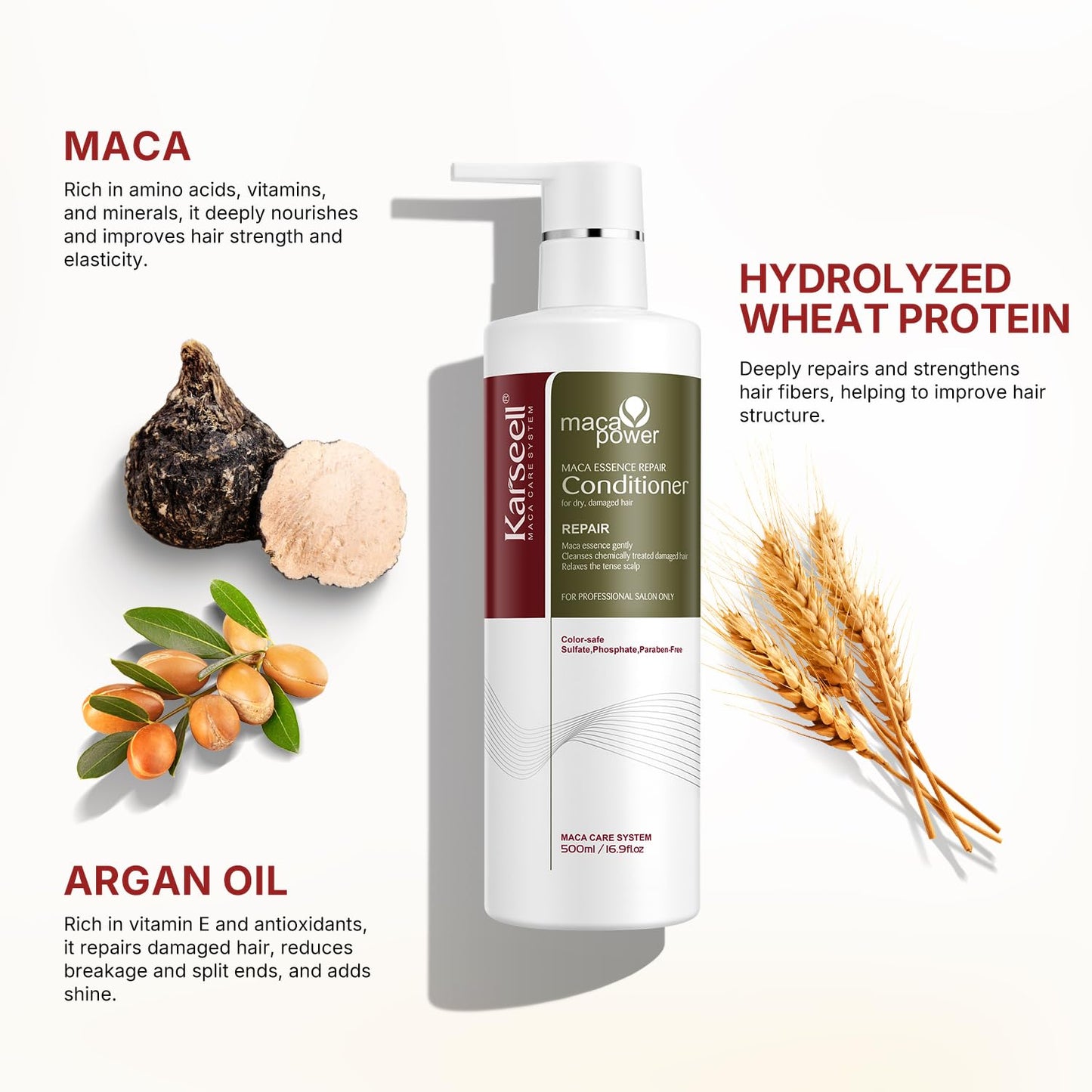 Karseell Acondicionador con Aceite de Argán para Cabello Seco, 16,9 fl.oz