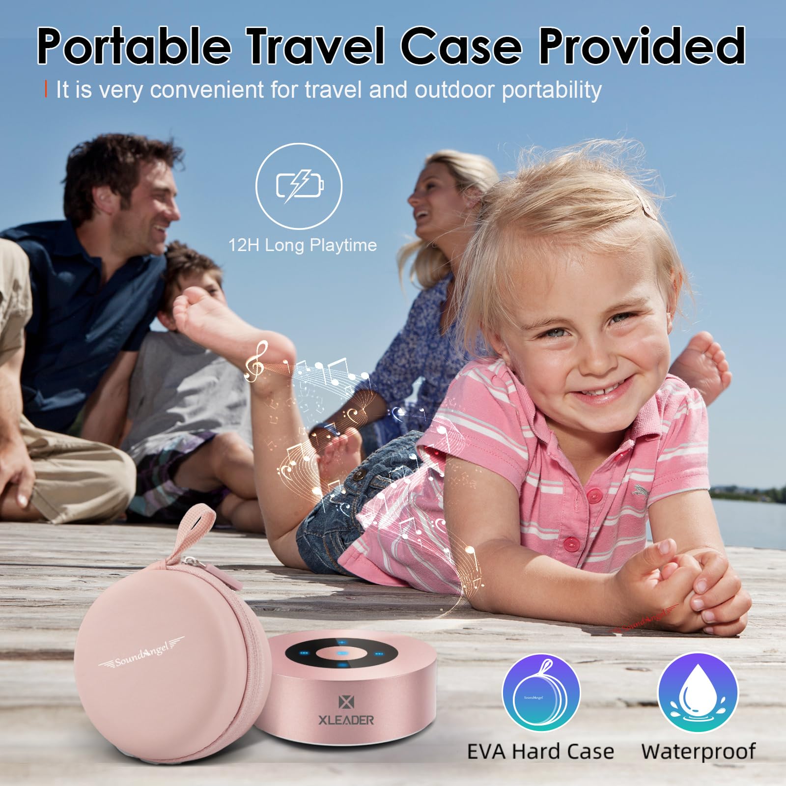 [LED Touch Design] Bluetooth Speaker, XLeader Portable Speaker with HD Sound/12-Hour Playtime/Bluetooth 4.1/Micro SD Support, for iphone/ipad/Tablet/Laptop/Echo dot (Rose gold)