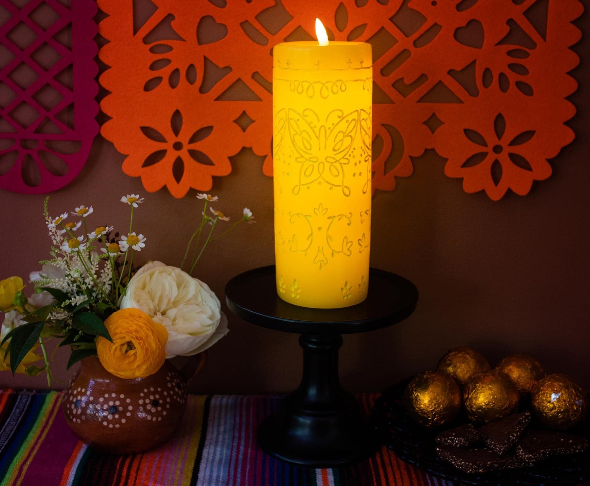 Ukonic Disney Encanto Alma's Miracle LED Réplica de vela sin llama | Pilar de cera con temporizador automático | Colección oficial