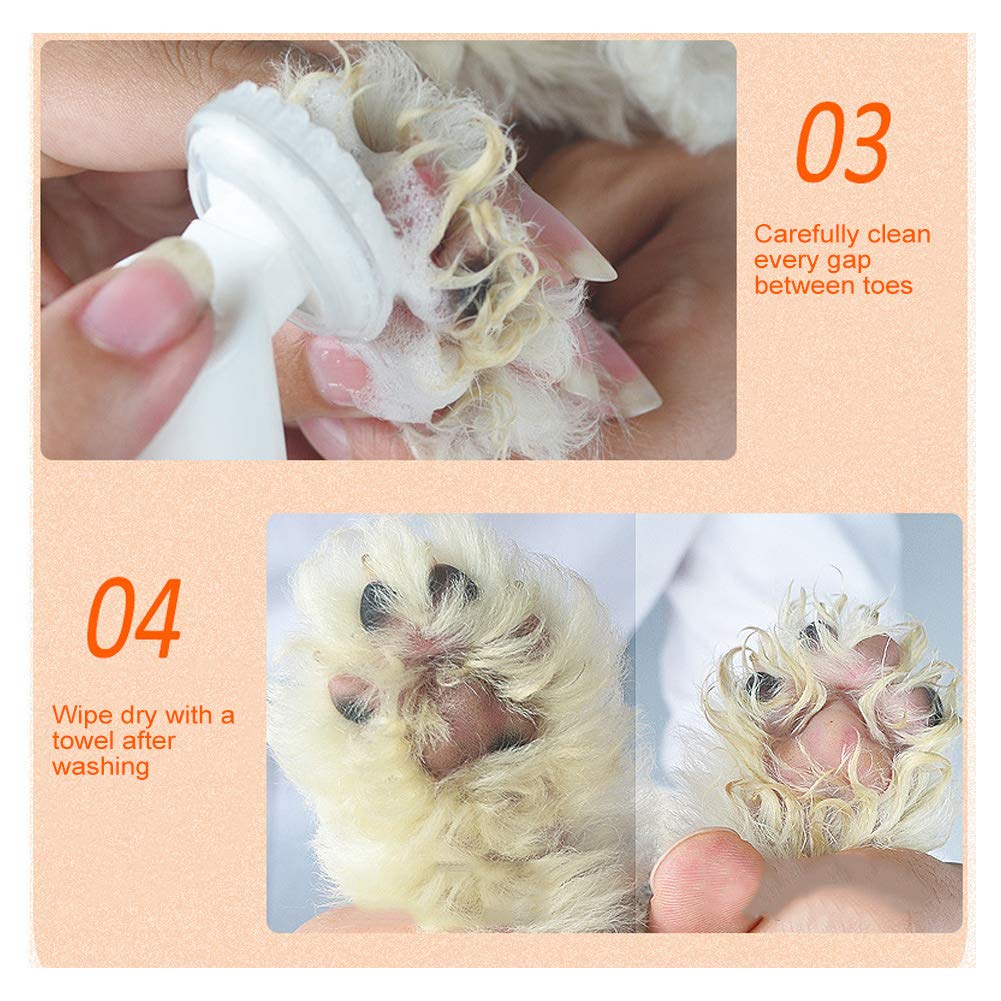 AYNEFY Espuma de Limpieza de Pies para Mascotas, 150 Ml Cuidado Suave de Limpieza de Pies para Mascotas Champú Seco Sin Enjuague Limpiador de Patas Sin Agua con Cepillo Limpiador de