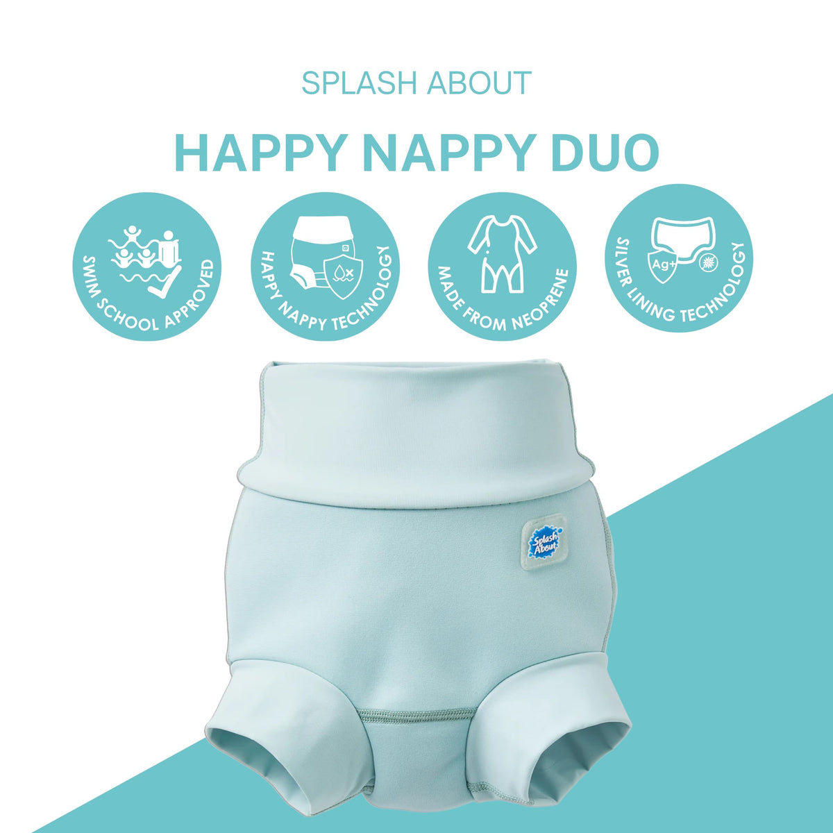 Splash About Happy Nappy Duo - Pañal reutilizable para bebés y niños pequeños (Pistachio, 12-24 meses)