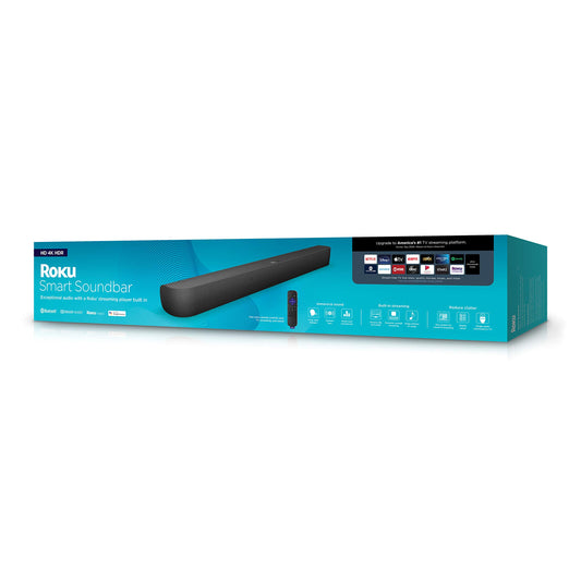 Barra de Sonido Inteligente Roku Negro con Reproductor Multimedia 4K/HD/HDR y Control de Voz Roku