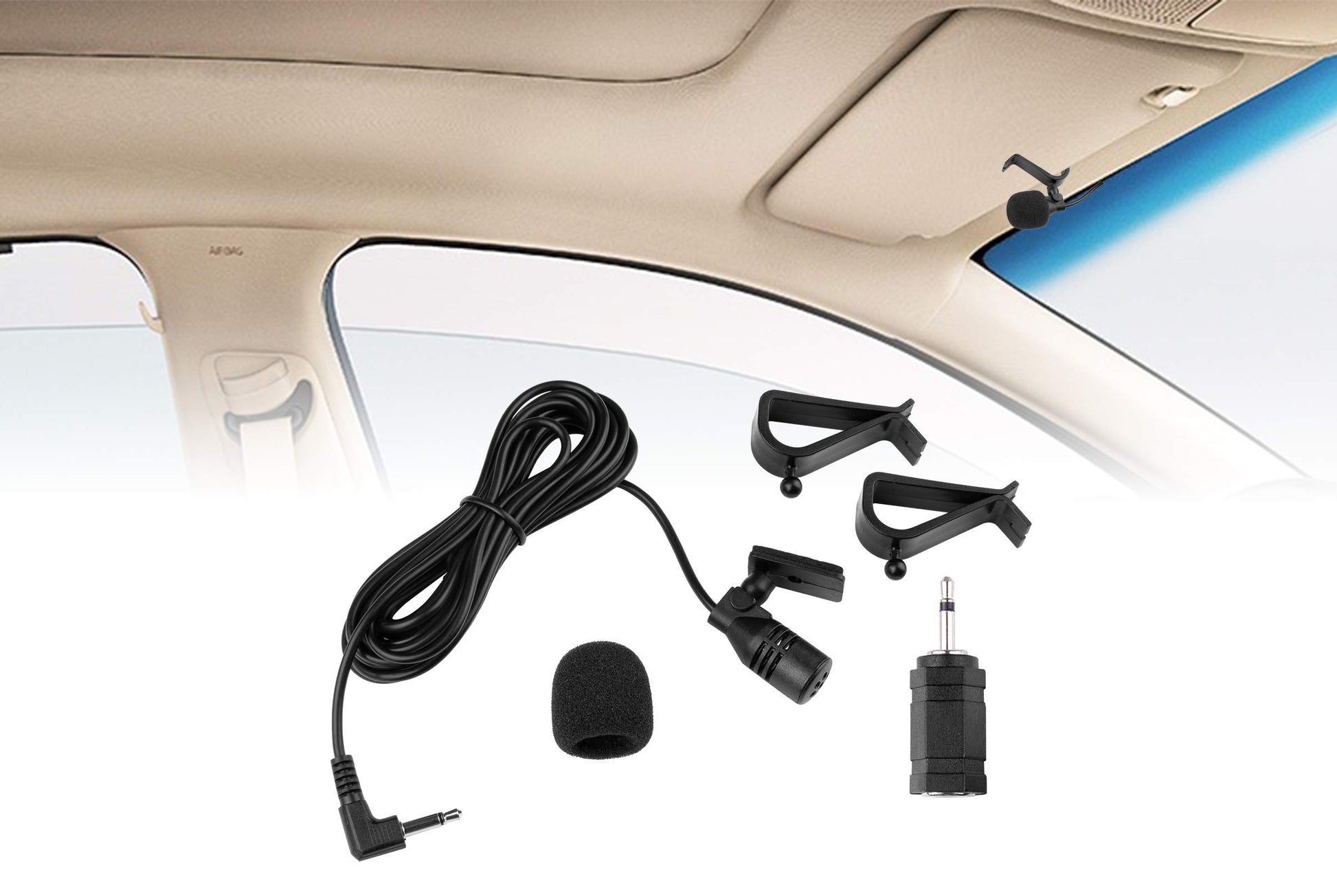 Micrófono de Coche Weishan 3,5 mm Repuesto para Stereo de Pioneer Kenwood Boss JVC Sony Jensen Alpine con Montaje