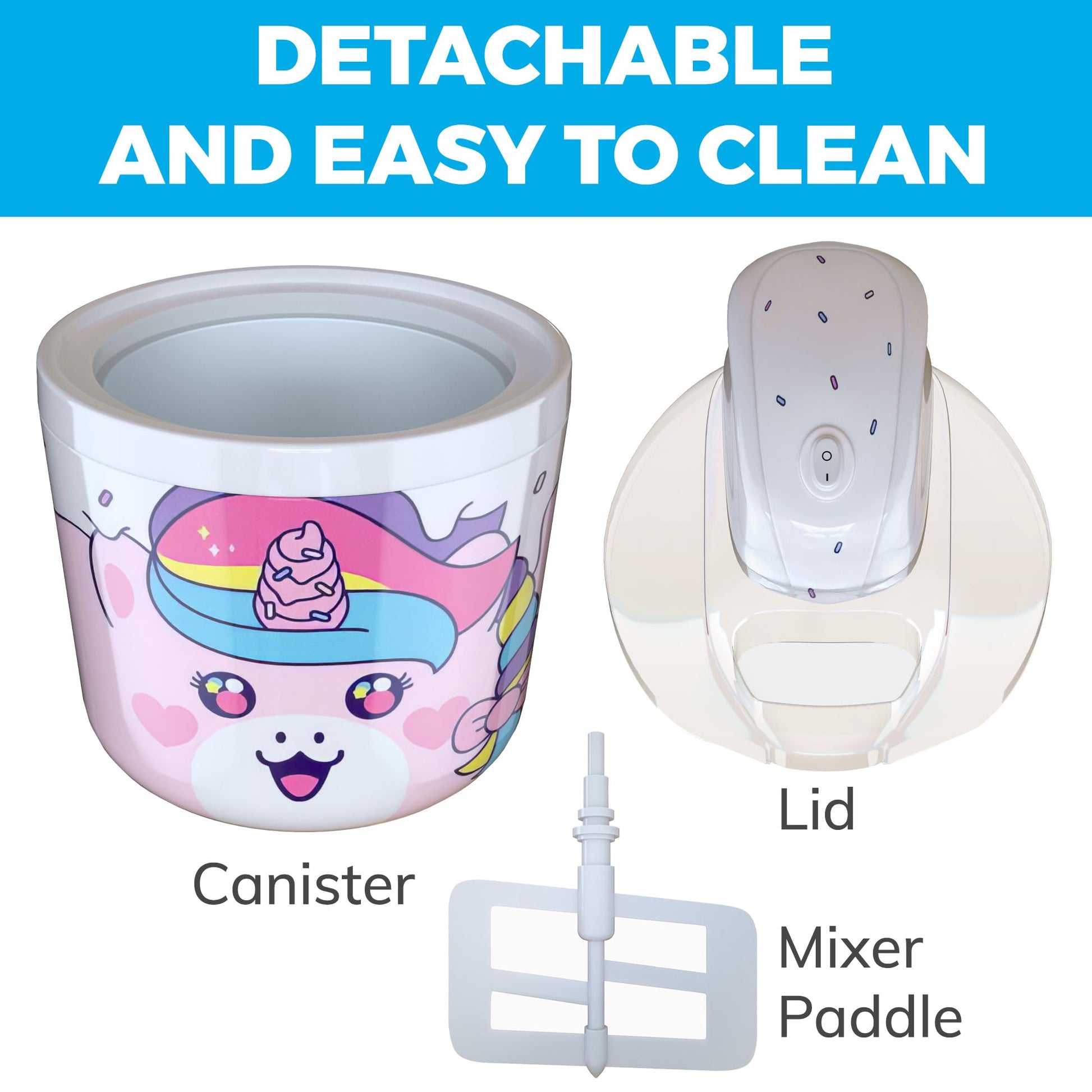 Máquina eléctrica de helado de unicornio de 1.2 cuartos para niños, la mejor máquina de helado de encimera para servicio suave casero, sorbete, gelatina, yogur congelado, postres divertidos y fáciles