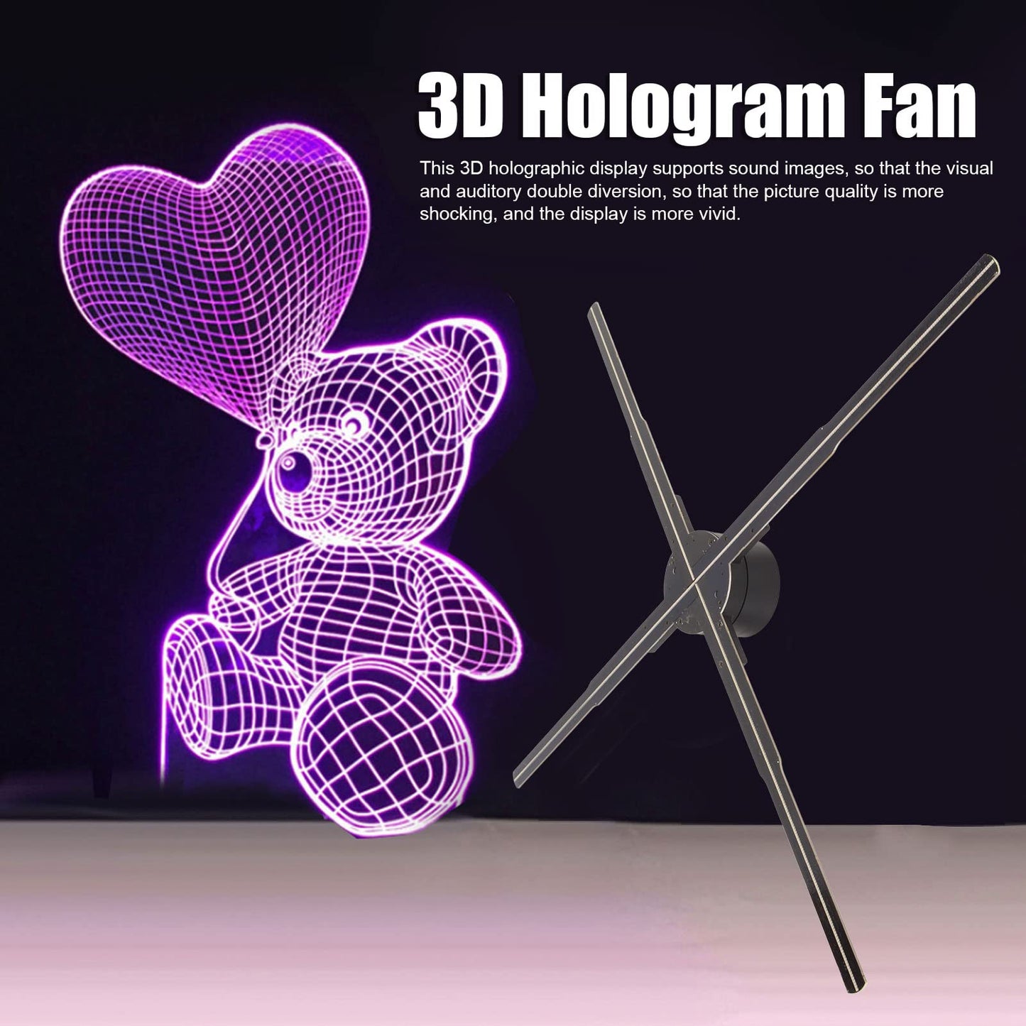 Ventilador de Holograma 3D Sxhlseller Ultra HD 2000 X 1444 LED con WiFi y Sonido para Publicidad