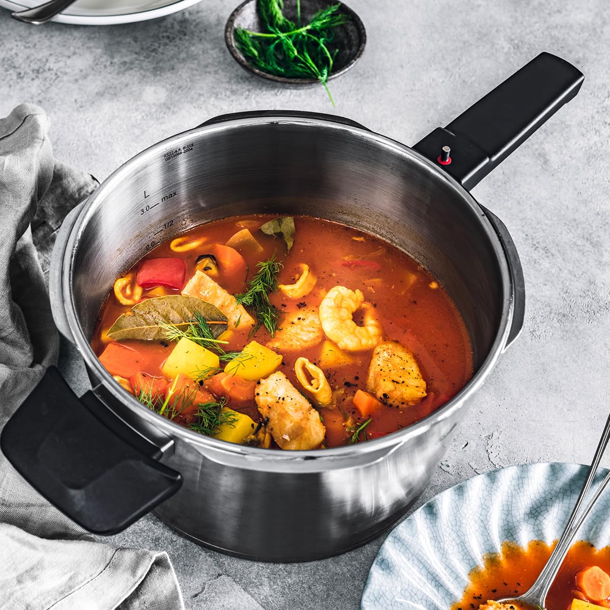 Olla de Presión Fissler Vitaquick Plata con Tapa de Vidrio