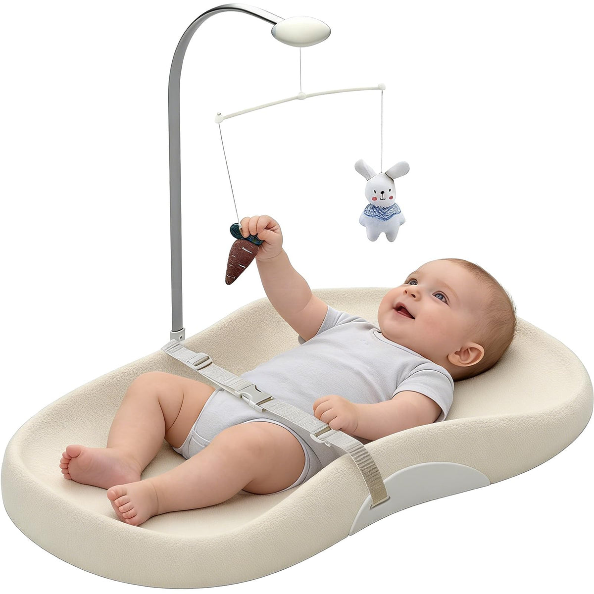 Cambiador para Bebe Lavable E Impermeable 74x44.5cm,Con Correas de Seguridad Suave,Antideslizantes Y Ajustables,Cambiador de Pañales para Bebe para Cambiar Pañales,Ropa,Aplicar Crema Hidratante (Beige)