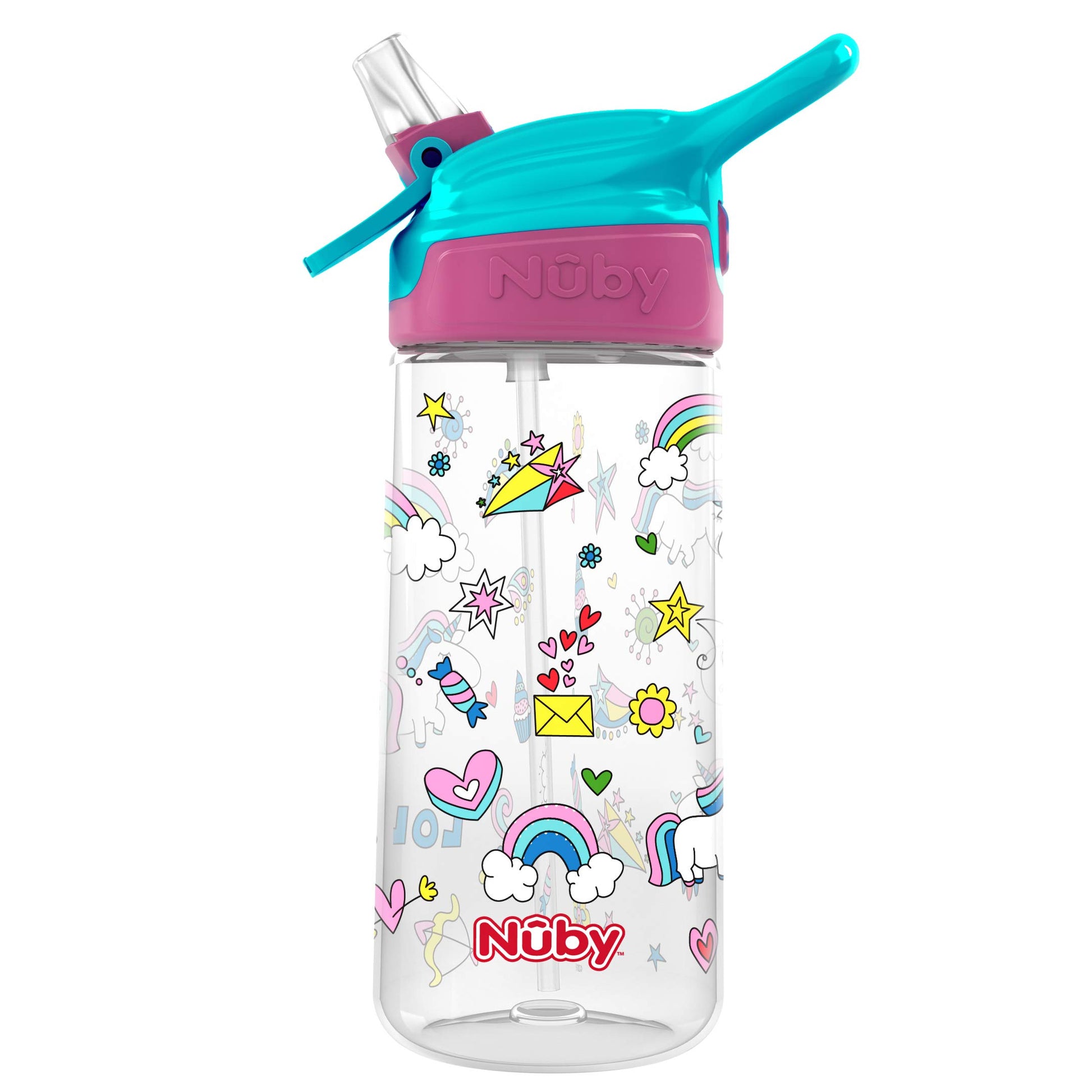 Botella de Agua Tritan Nuby Unicornio con Boquilla Suave de 18 Oz