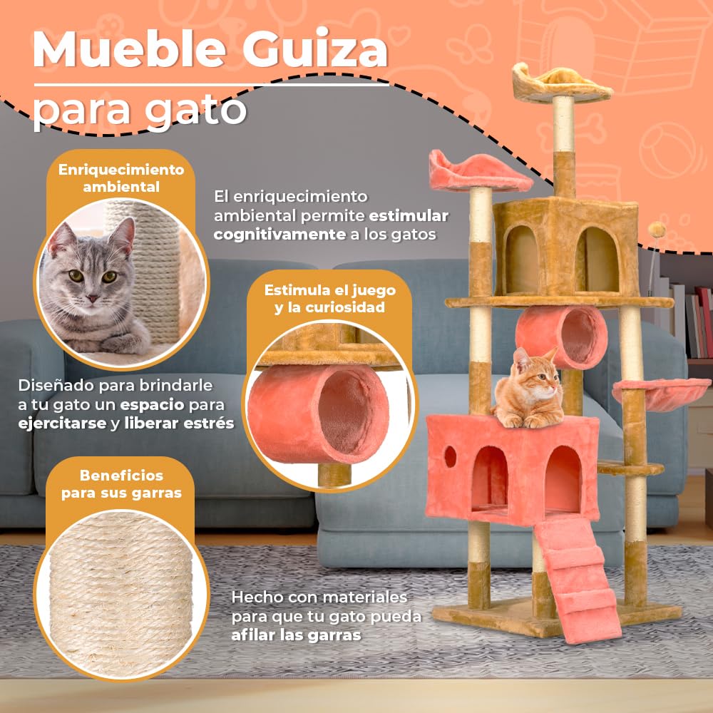 Fancy Pets Mueble/Rascador para Gato Guiza de 175 Centímetros de Altura