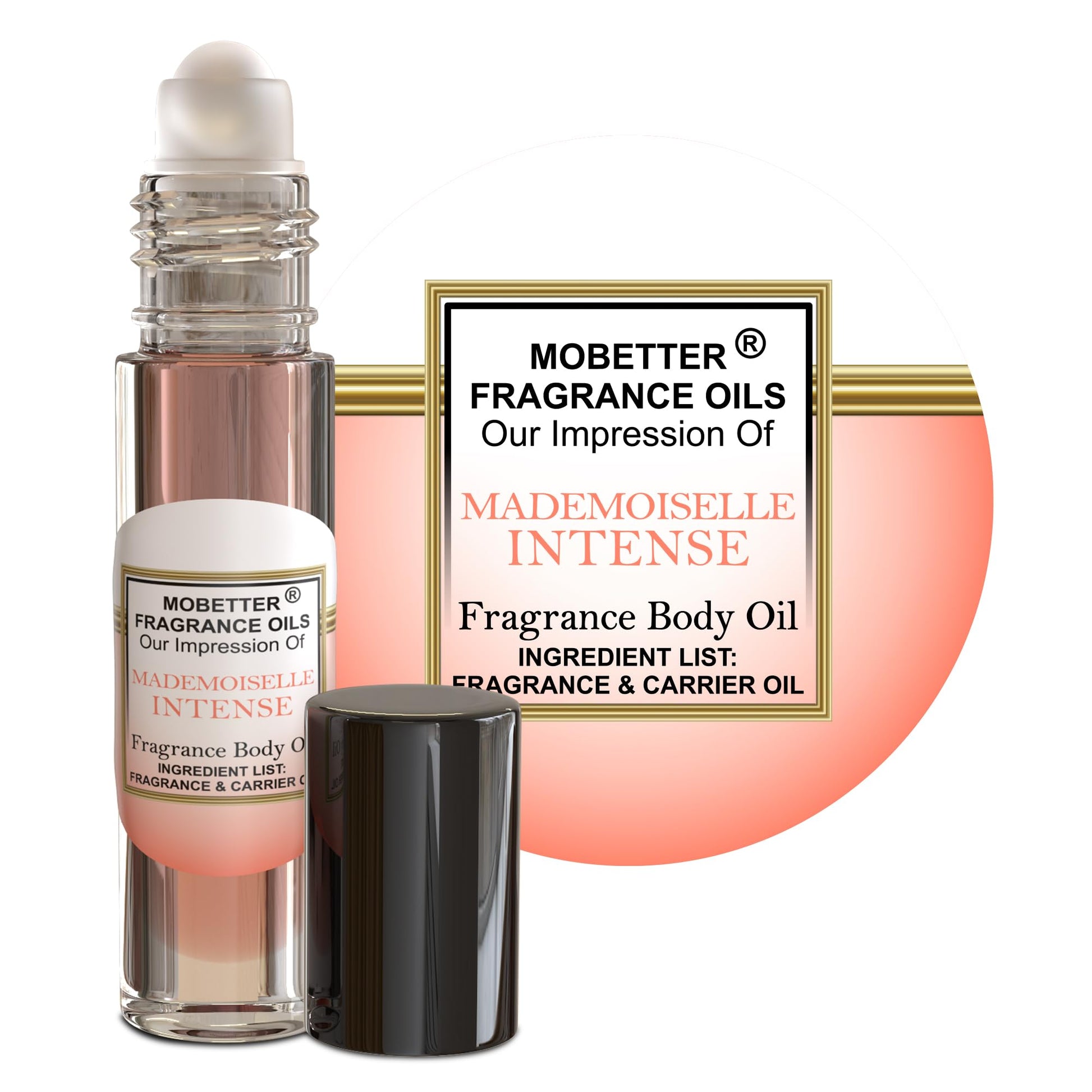 MoBetter Fragrance Oils ' Our Impression of C o c o Mademoiselle Intense para mujeres, fragancia de aceite corporal de 1/3 onzas, rollo en botella de vidrio