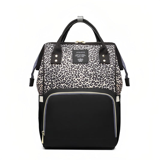 Mochila de Pañales Leopardo Multifuncional Gran Capacidad Café