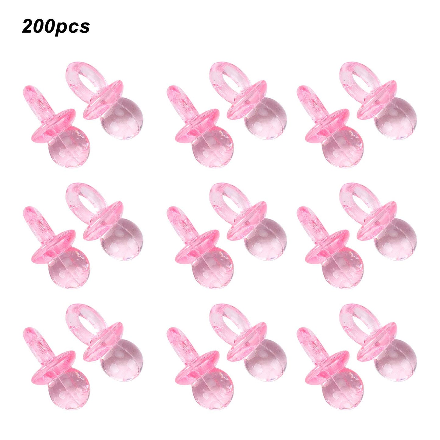 Chupetes de Acrílico para Decoraciones Rosado 200 Piezas