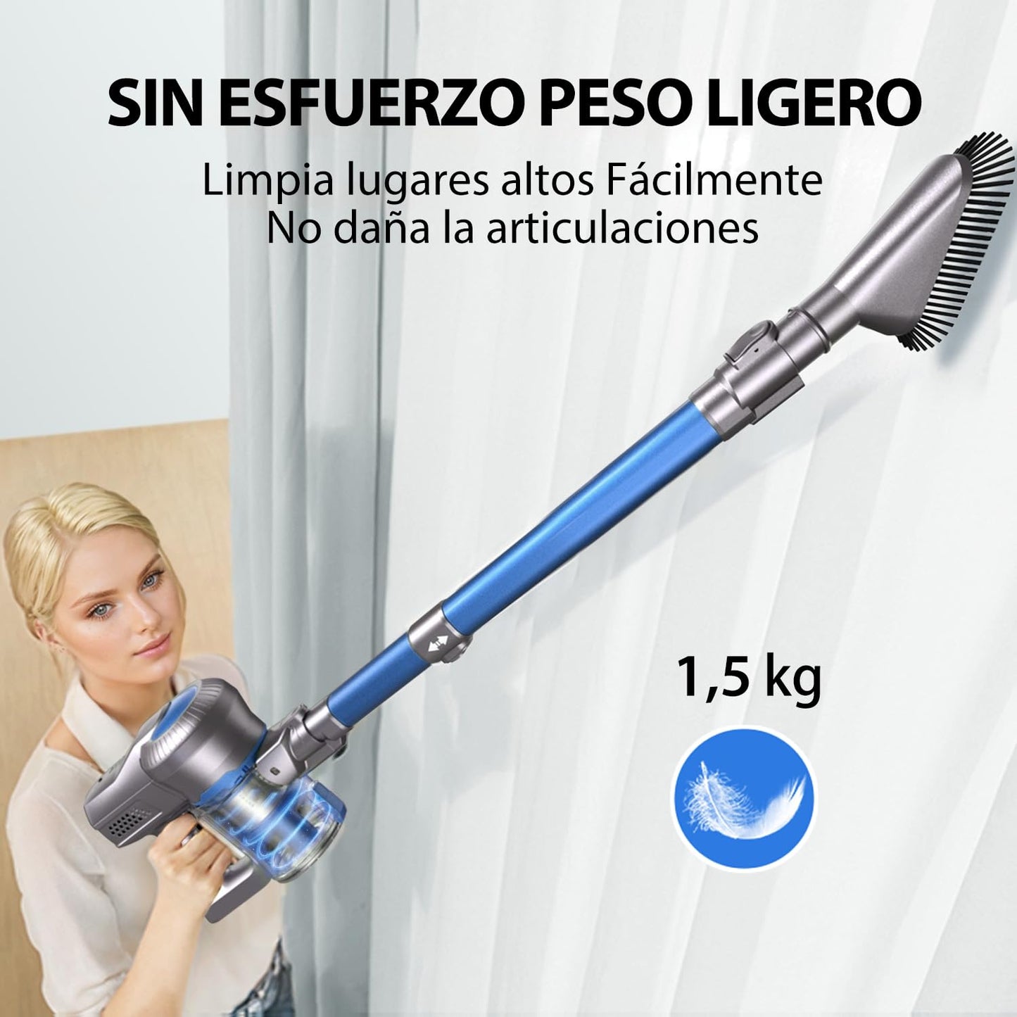 kalado Aspiradora Inalambrica, 23000pa Potente Aspiradora Vertical de Varilla Silencioso, 6 en 1 Aspiradora de Mano Ligero con 35 Mins de Autonomía para Uso Doméstico, Suelos Duros y Pelo de Mascotas