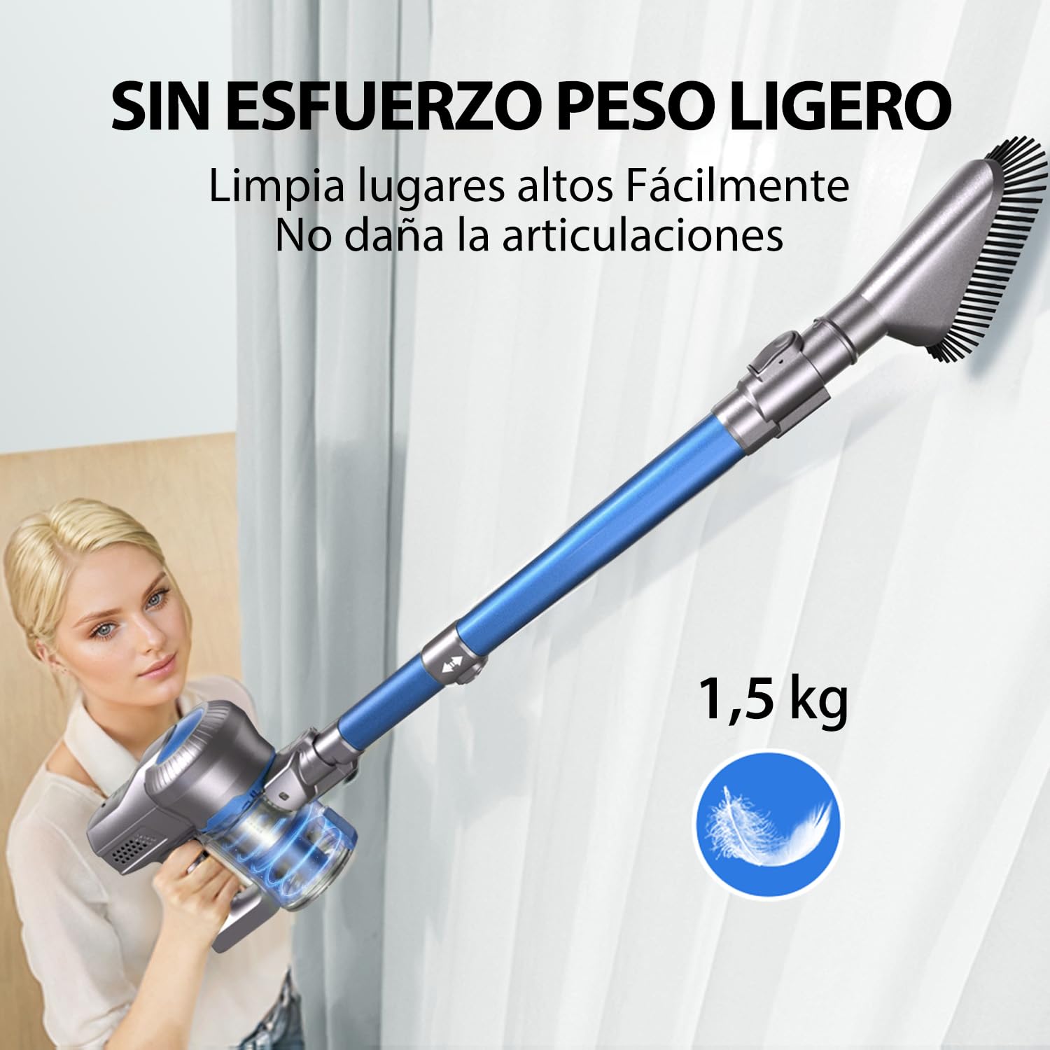 kalado Aspiradora Inalambrica, 23000pa Potente Aspiradora Vertical de Varilla Silencioso, 6 en 1 Aspiradora de Mano Ligero con 35 Mins de Autonomía para Uso Doméstico, Suelos Duros y Pelo de Mascotas