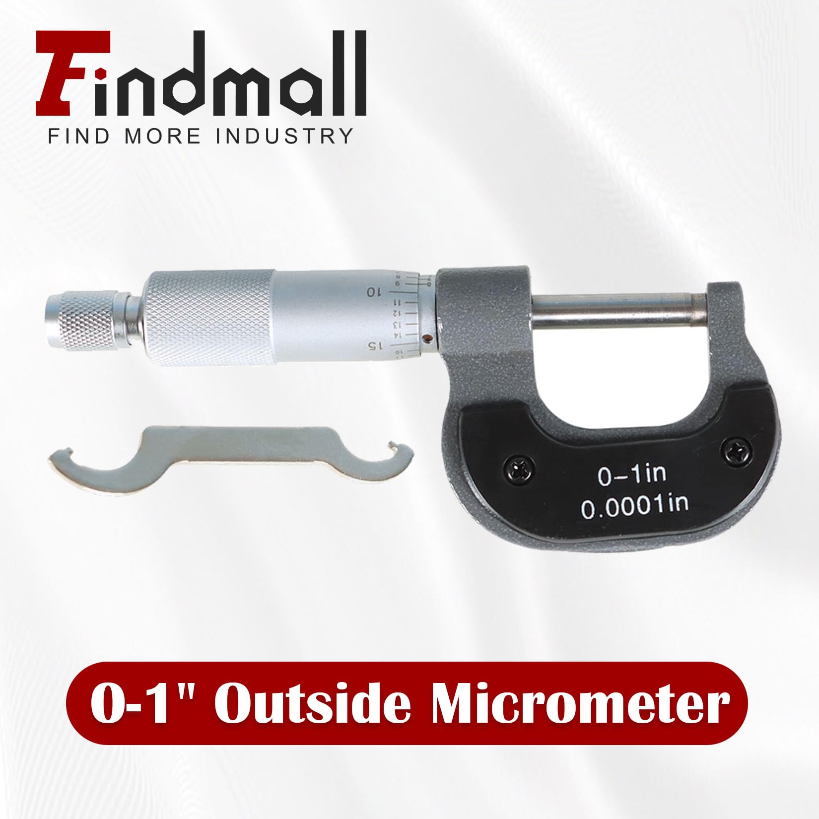 findmall - Micrómetro exterior de 0-1 pulgada 0.000 pulgadas con punta de carburo 0-1 pulgada herramienta maquinista