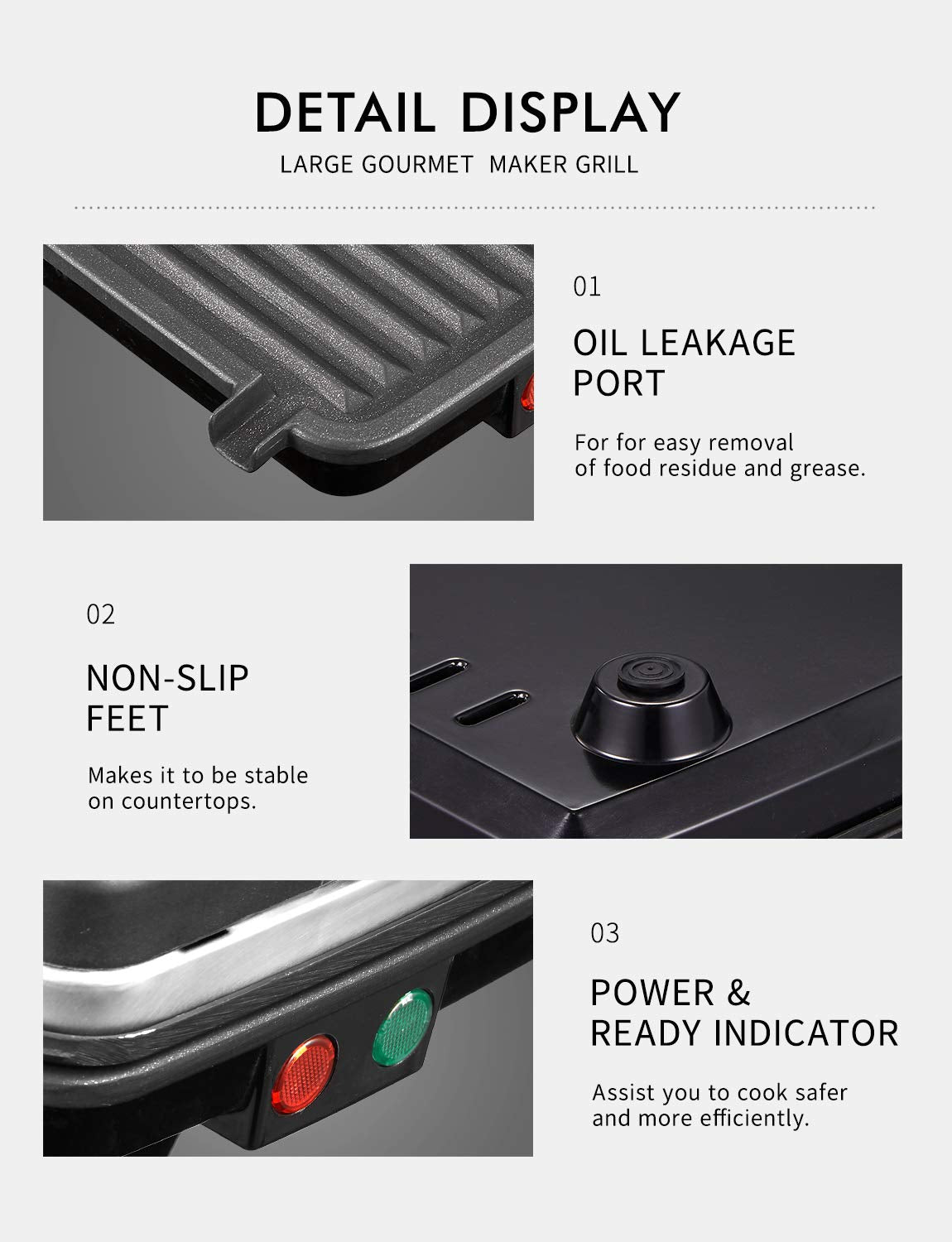 Sandwichera Eléctrica Yabano Negro Acero Inoxidable Placas Antiadherentes 180 Grados
