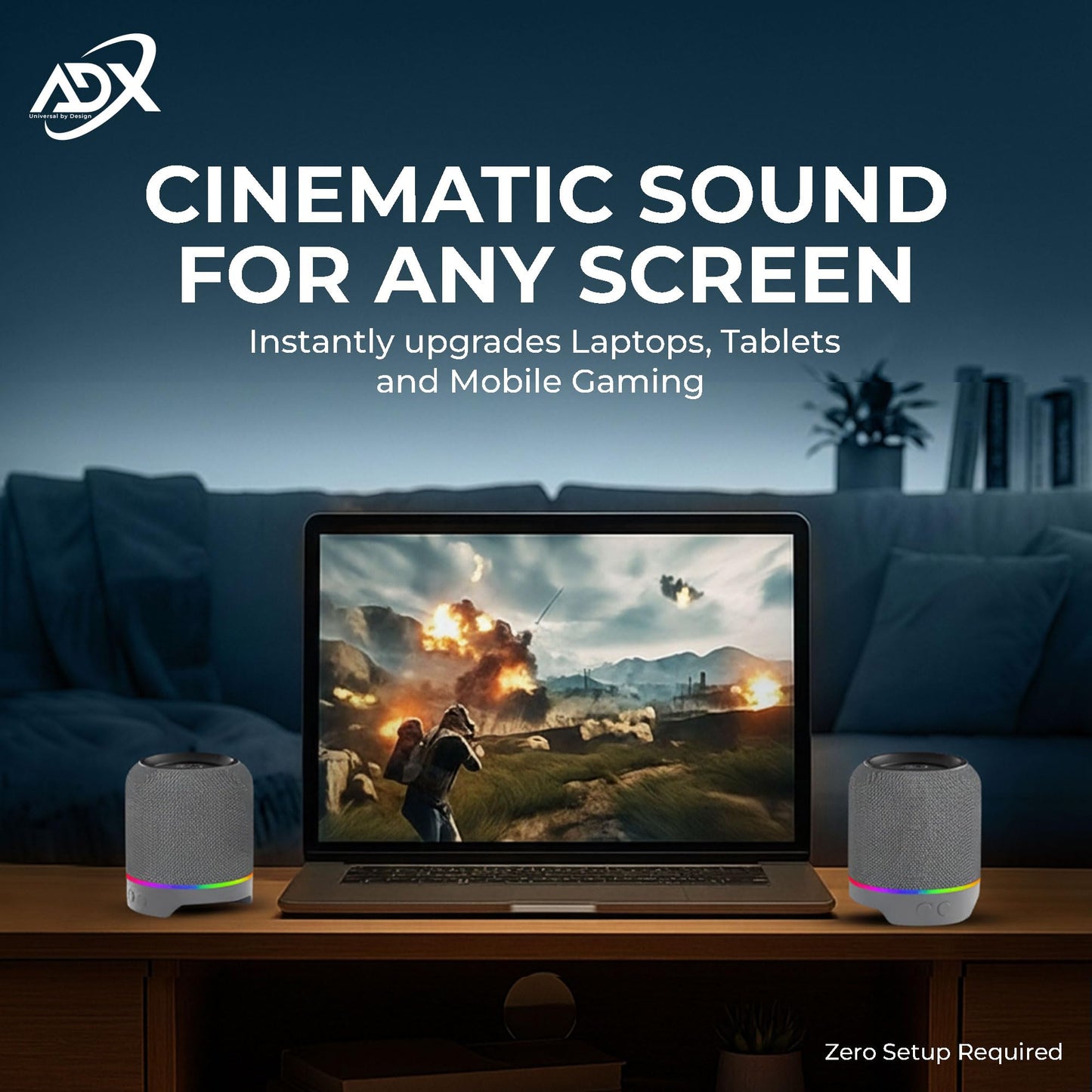 ADX Altavoces estéreo inalámbricos desmontables, controladores duales de 52 mm (gris)