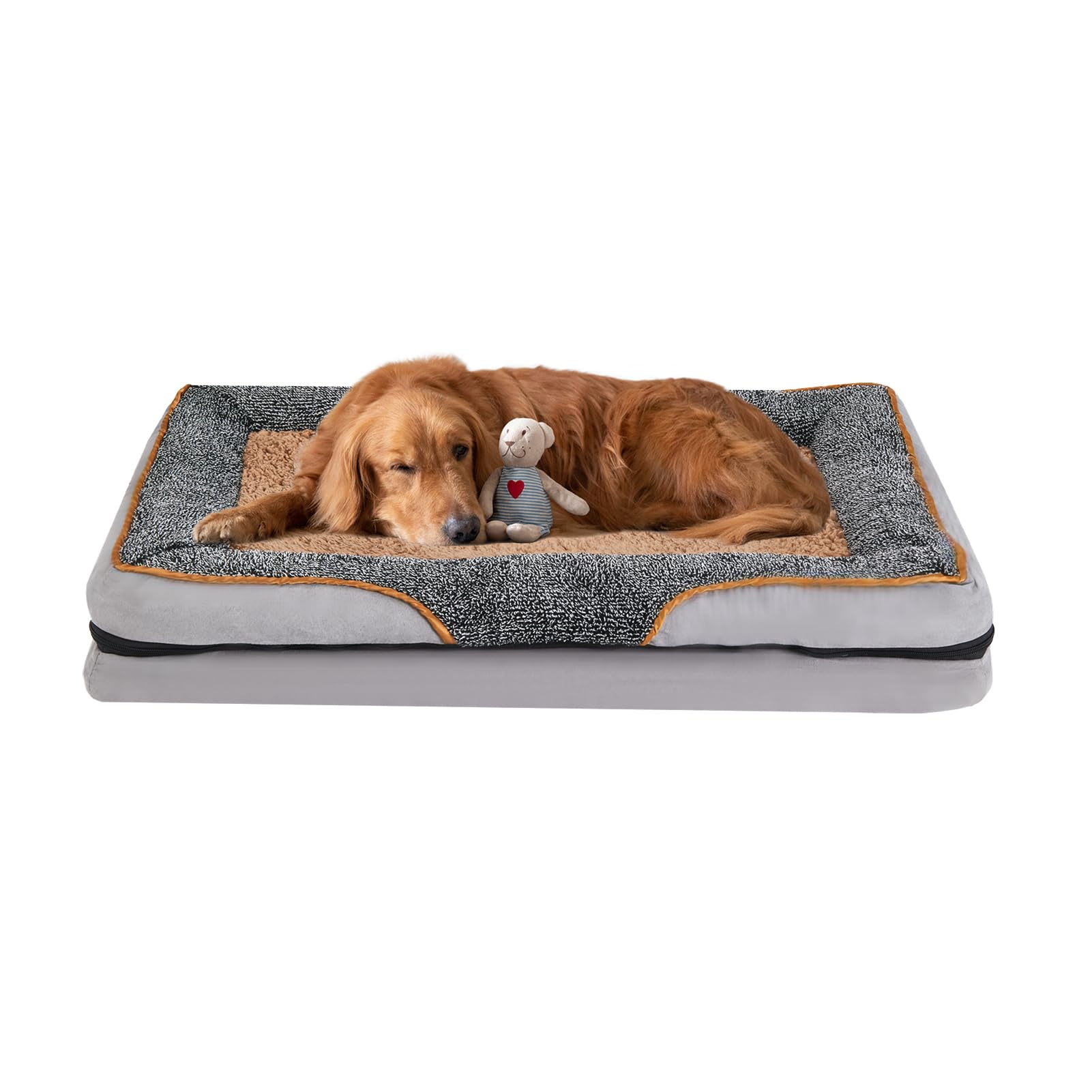 GMK Cama para Perro, Cama Impermeable Ortopédica para Perros y Cachorros Pequeños, Medianos y Grandes, Rectangular y Lavable La Suavidad Ayuda a Dormir Cama Elevada para Perros (Medium)