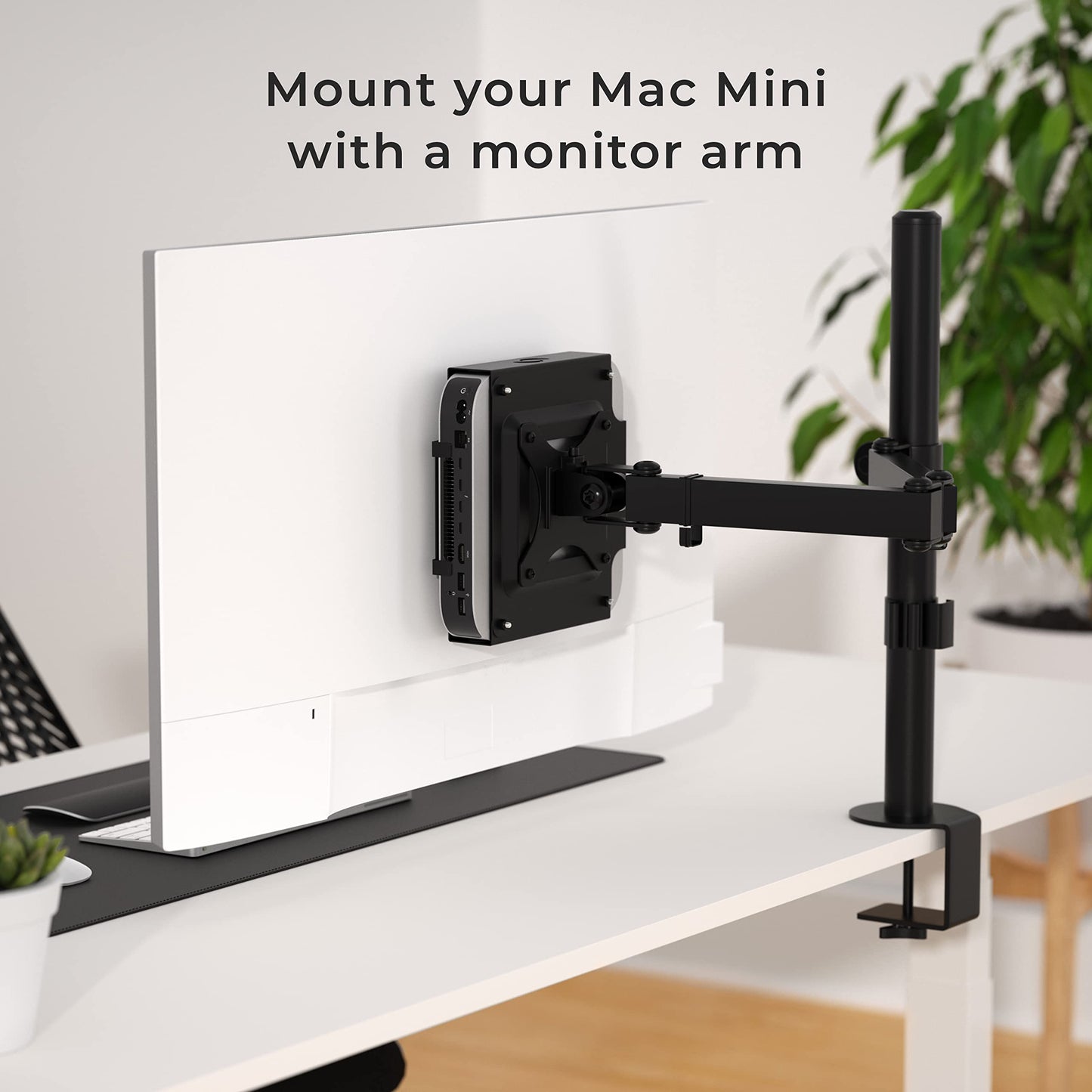 HumanCentric Soporte VESA Dual Compatible Con Mac Mini - Montaje Personalizado Detrás del Monitor Con Brazo y Funda
