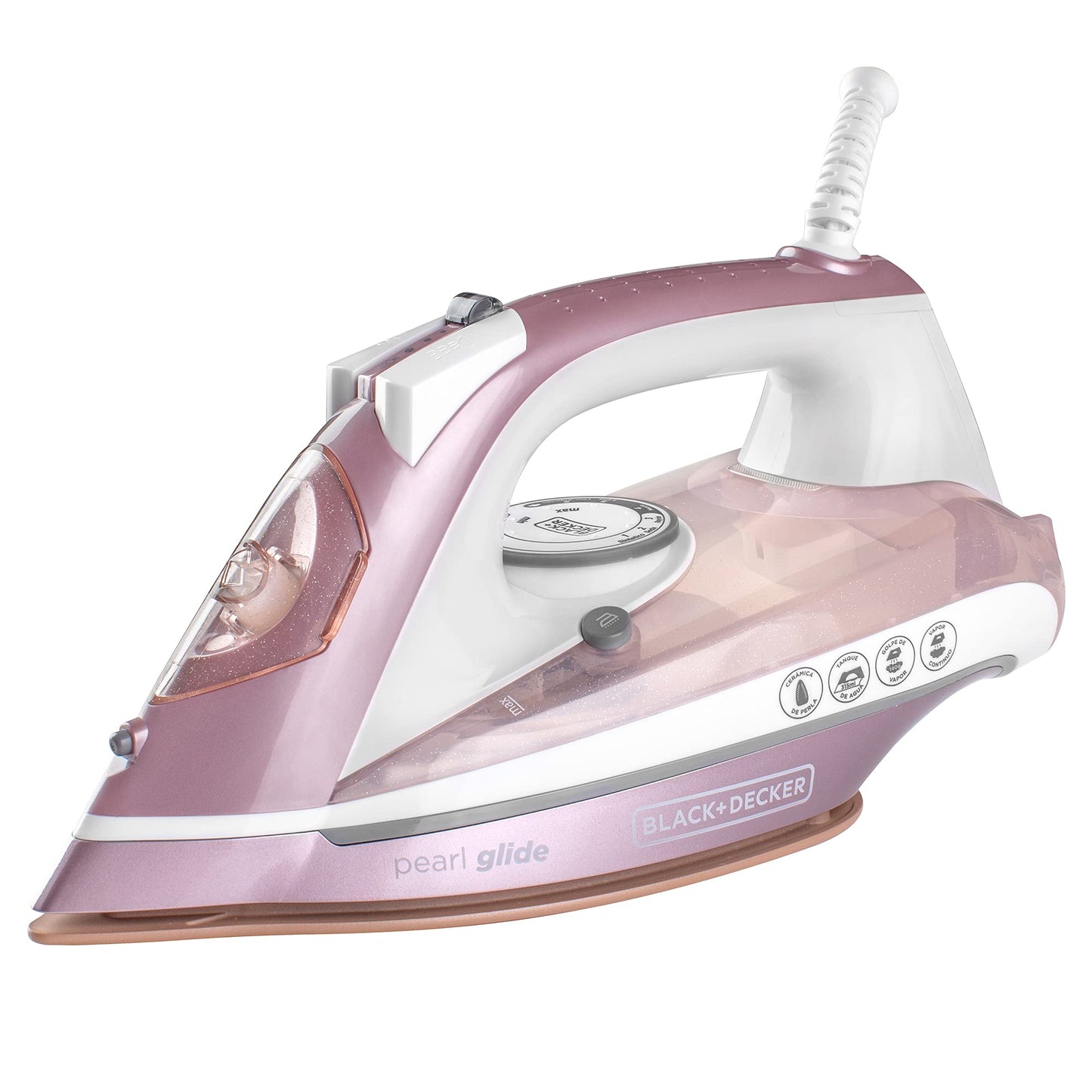 BLACK+DECKER Plancha de Vapor, Cerámica con Infusión de Perlas, Rosa, IR23972