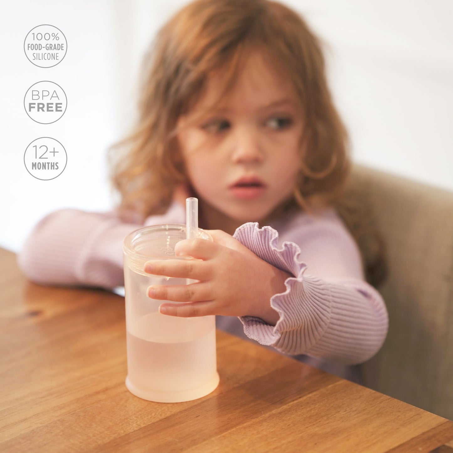 Olababy Taza de Entrenamiento de Silicona Vista Transparente con Tapa de Pajita | Entrenador Sippy para Niños Pequeños 12m+ | Tazas Irrompibles para Beber Agua para Niños 2a+ | Suministros de Destete