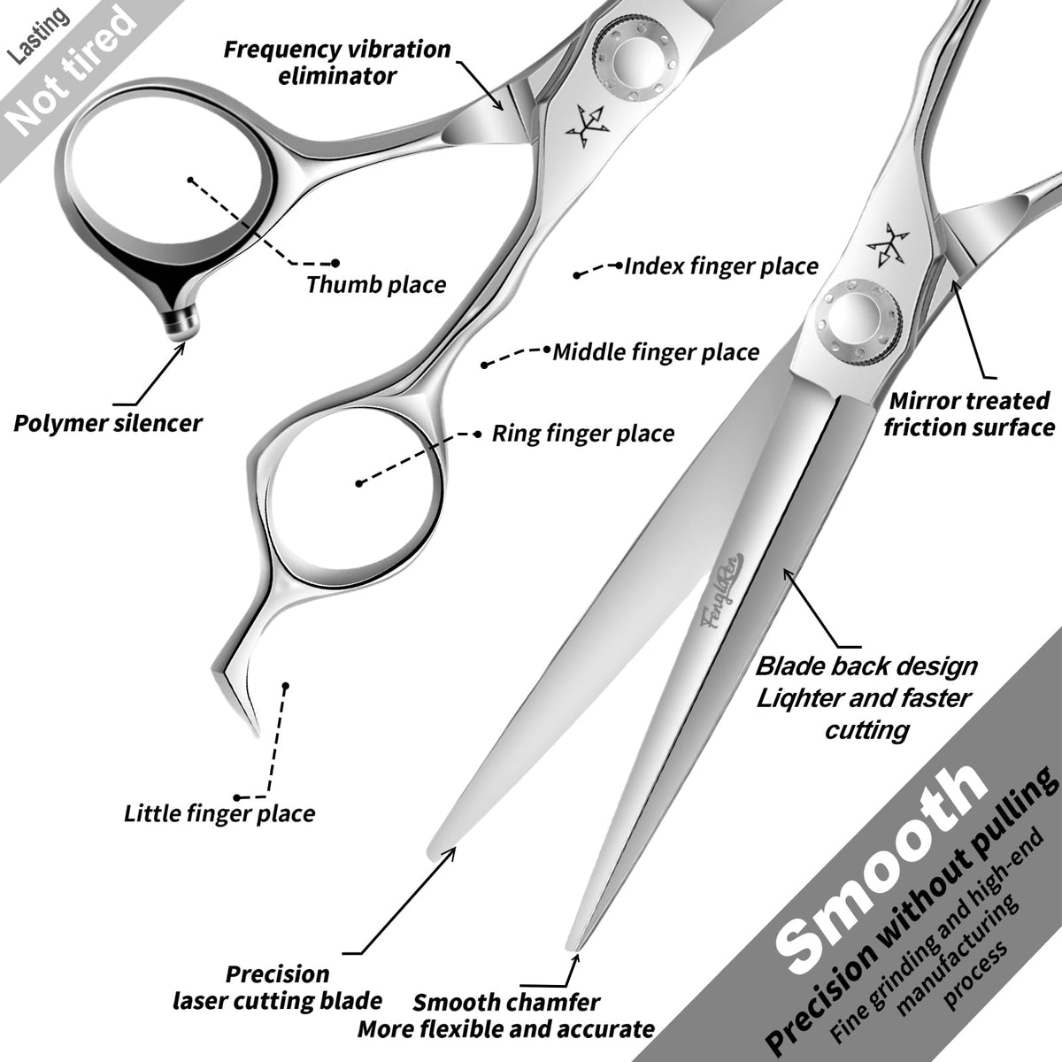 Fengliren Tijeras profesionales de alta gama extremadamente afiladas para corte de pelo de peluquería para cabello de 6.5 pulgadas, tijeras de corte de pelo hechas de aleación de acero inoxidable para