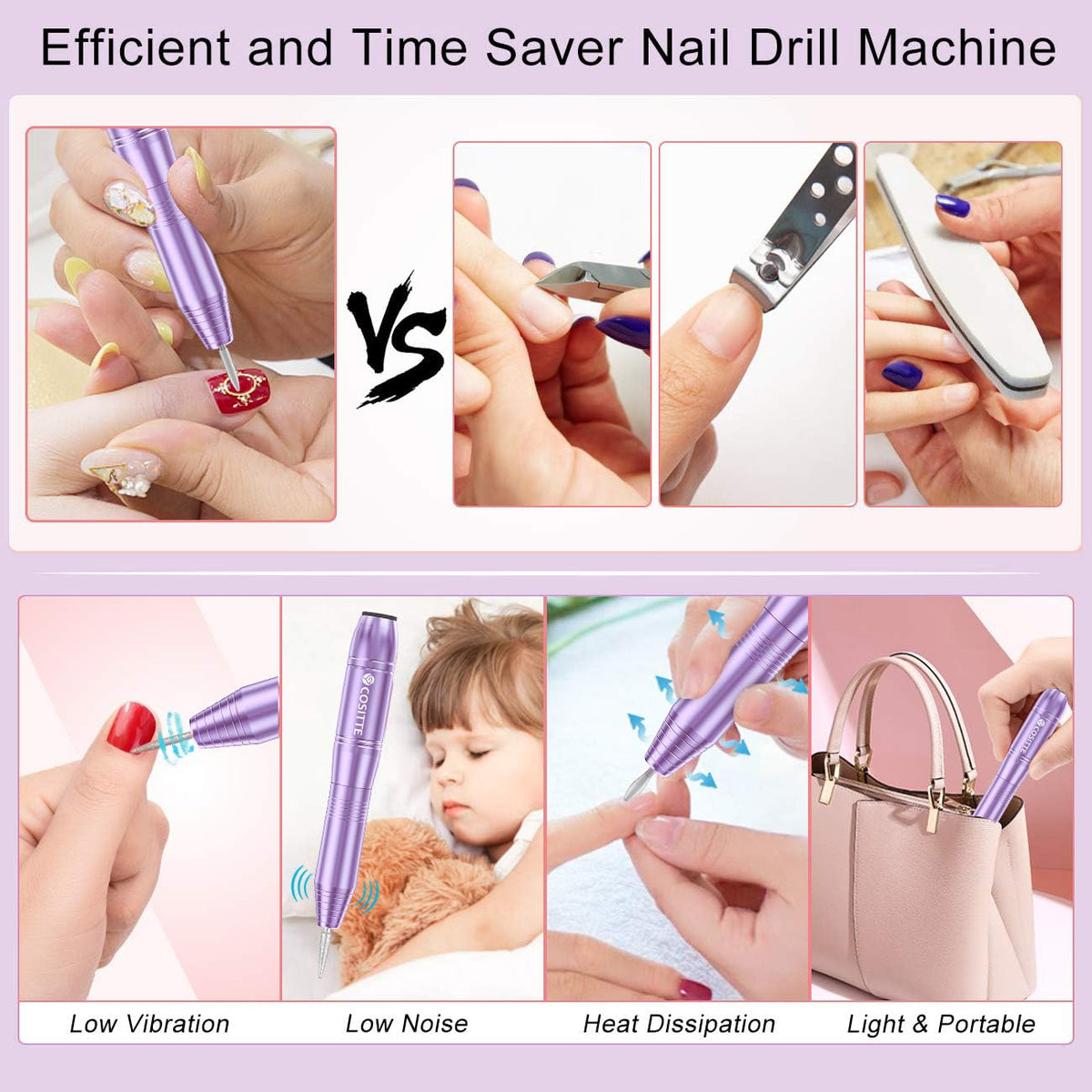 Taladro Eléctrico USB Portátil para Uñas Acrílicas y Kit de Manicura