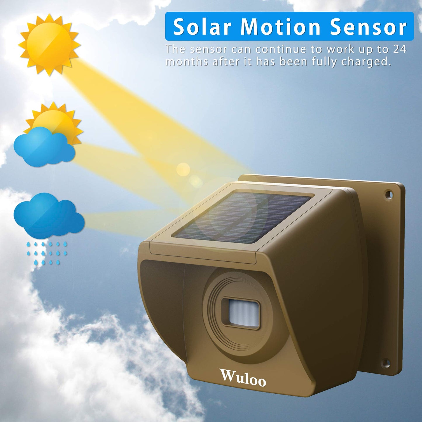 Alarma solar inalámbrica para entrada exterior de 1600 pies, sensor de movimiento al aire última intervensión y sistema de alerta de entrada con batería recargable, resistente a la intemperie, modo de