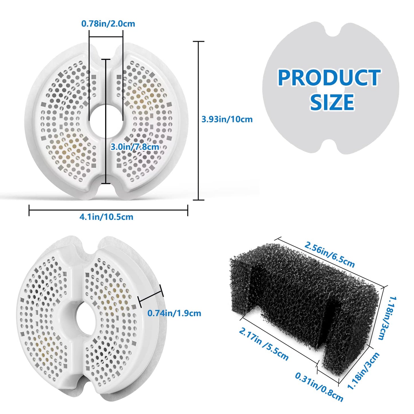 Filtro para Fuente de Agua SAMANIJA Blanco Compatible reemplazo con Esponjas Prefiltro Paquete de 8 para Gatos