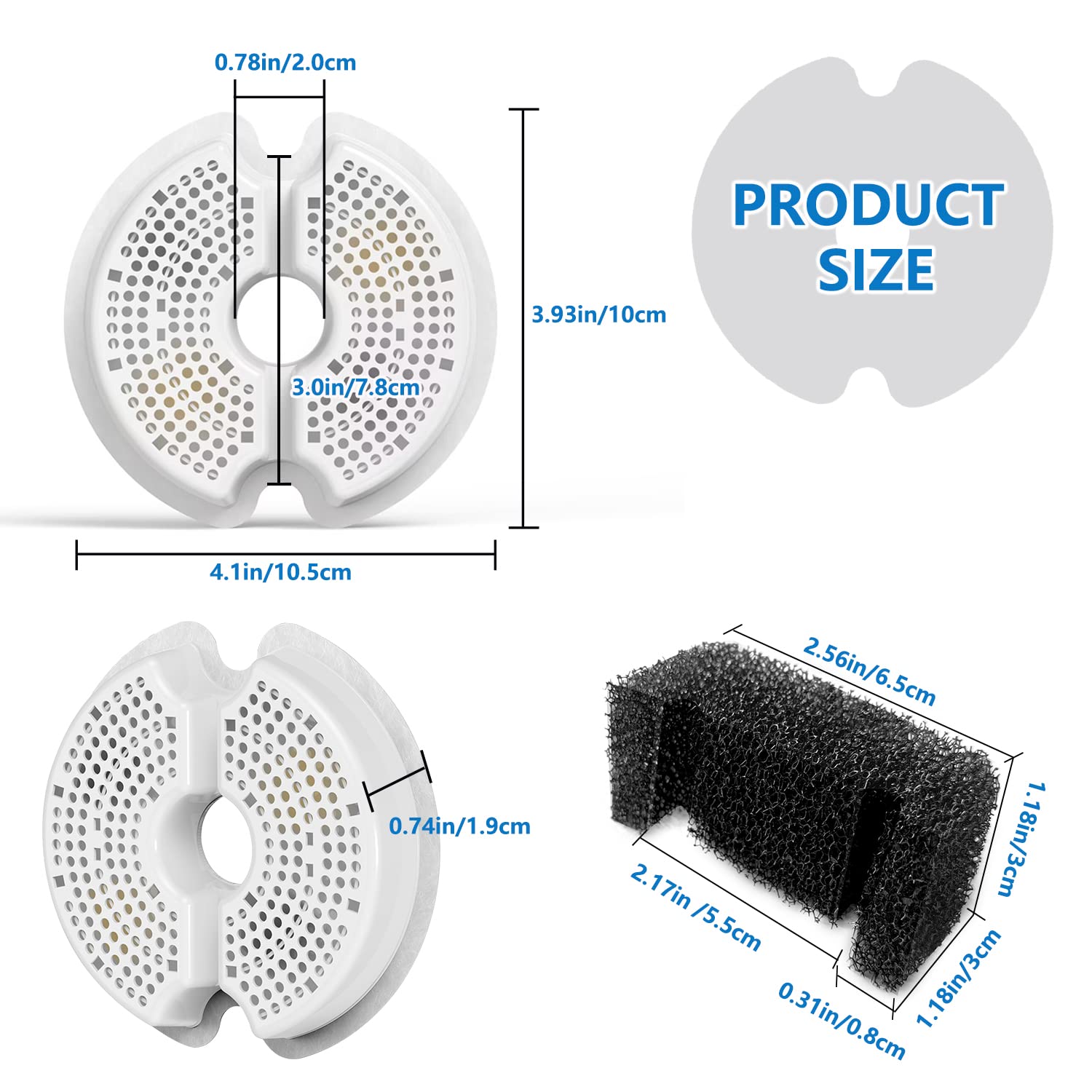 Filtro para Fuente de Agua SAMANIJA Blanco Compatible reemplazo con Esponjas Prefiltro Paquete de 8 para Gatos