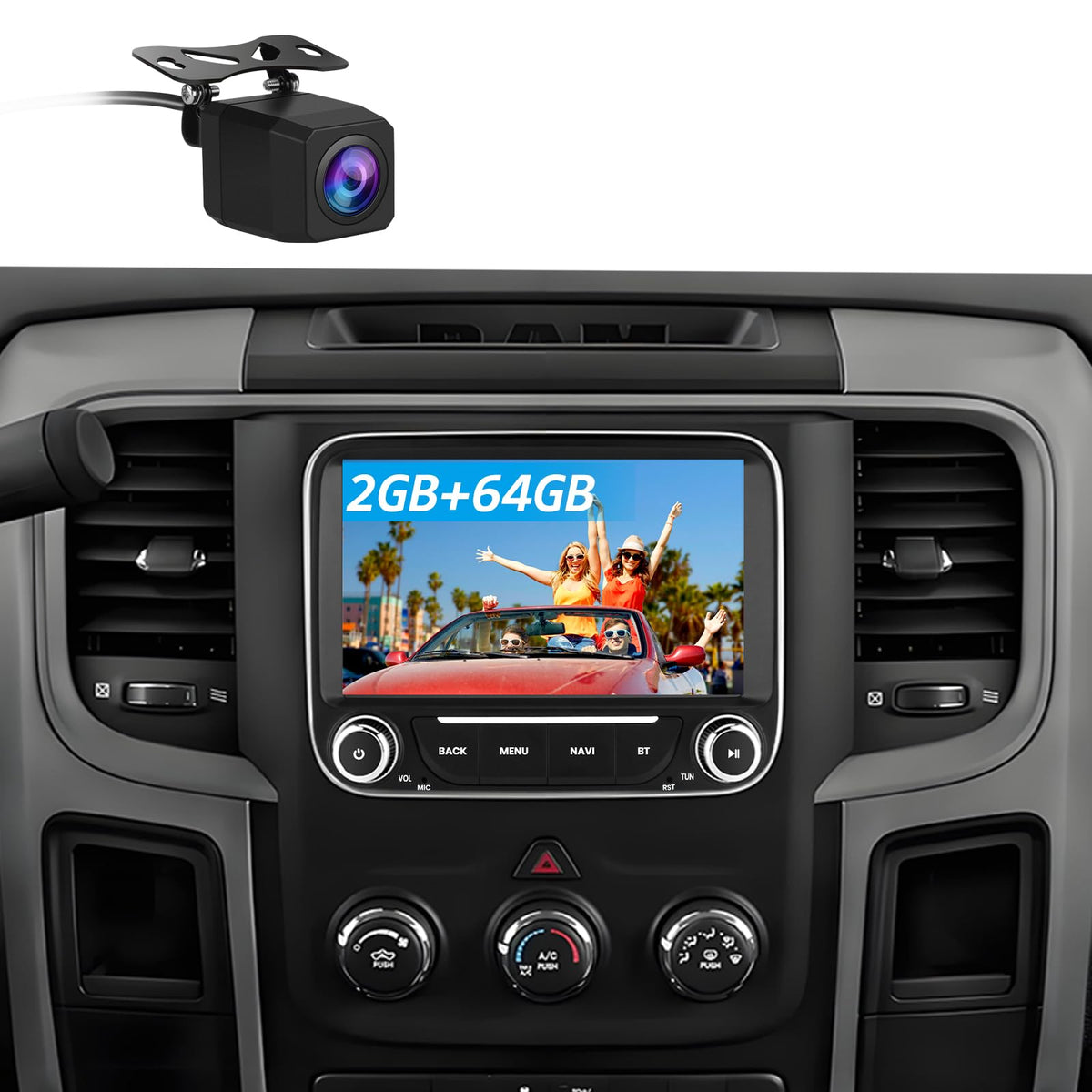 Radio de Coche Dodge RAM Negro Android 13 con Carplay y Android Auto para Hombre