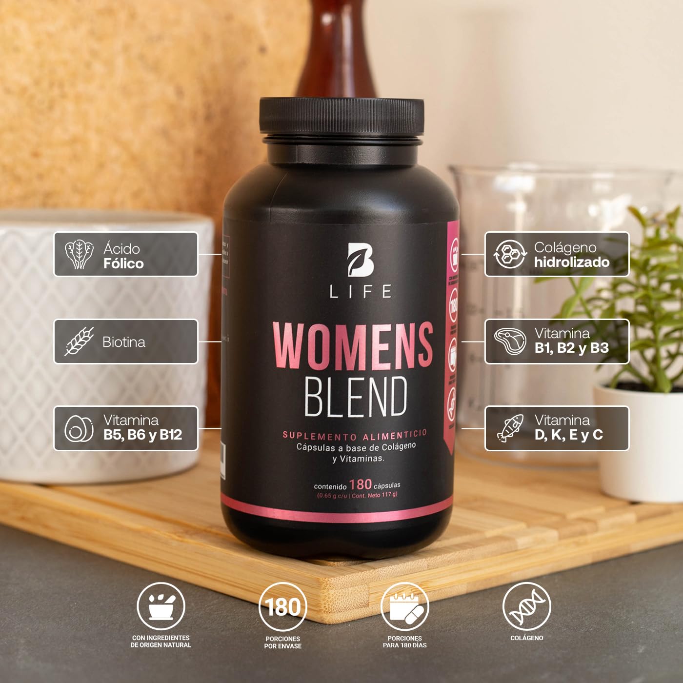 Multivitamínico B Life Womens Blend Natural 200 Cápsulas para Mujer