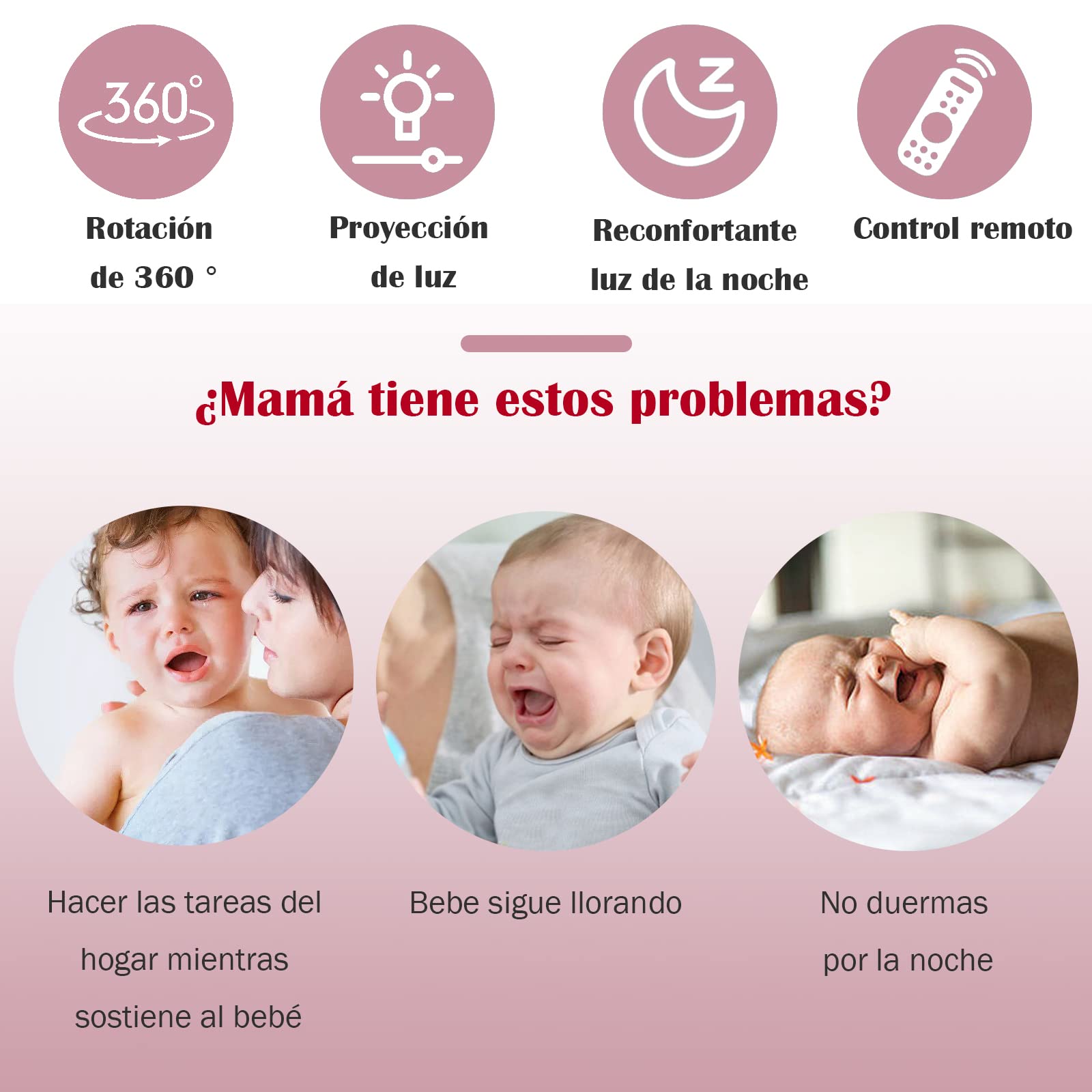 Juguetes para Cuna de Bebe Musical,Móvil para Bebé Giratoria 360° con Proyección y Mando A Distancia,decoración de cama para recién nacidos,Regalo para Recién Nacidos