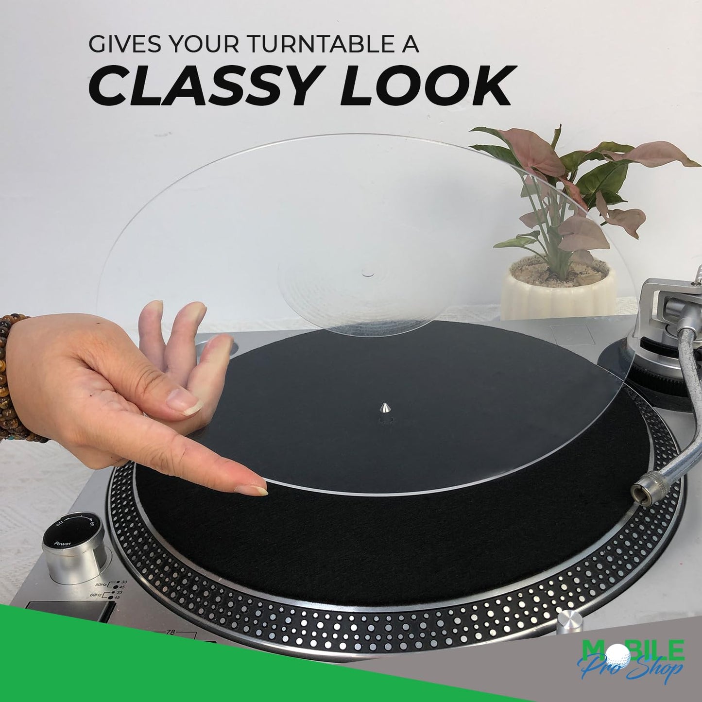 Mobile Pro Shop Turntable Acrylic Slipmat for Vinyl LP Record Players - 2.7mm Thick Provides Tighter Bass & Improves Sound Quality - 12" Platter Mat (Clear Transparent)