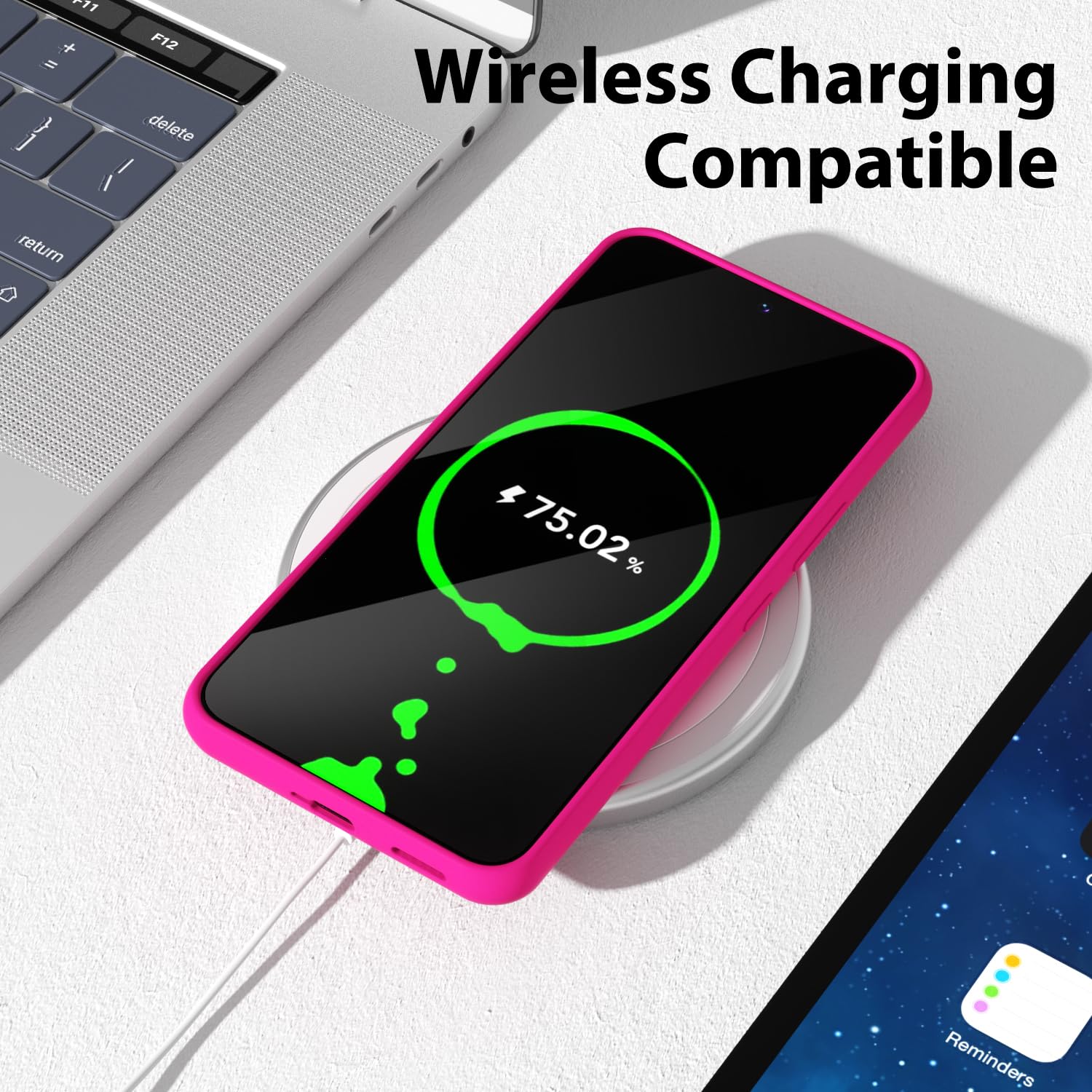 oakxco - Funda de silicona líquida para Samsung Galaxy S22, color sólido fluorescente, delgada, de goma suave, suave, de poliuretano termoplástico (TPU), lisa, mate, para mujeres y niñas, color rosa