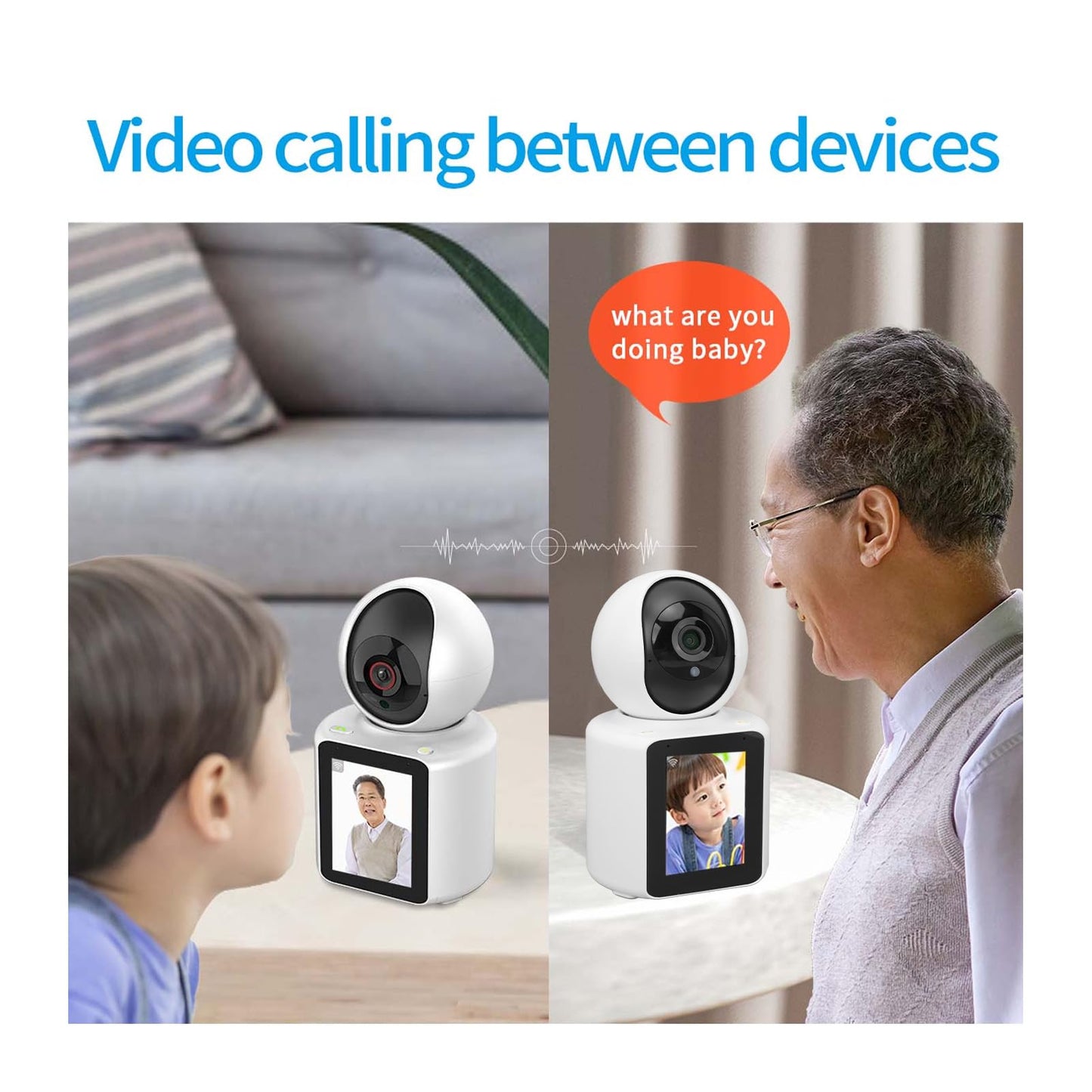 Cámara Interior para Personas Mayores, Pantalla de 2,8 Pulgadas, Monitor de bebé con Micrófono Dual, Cámara de Seguridad Inteligente para el Hogar, Despertador por Voz,