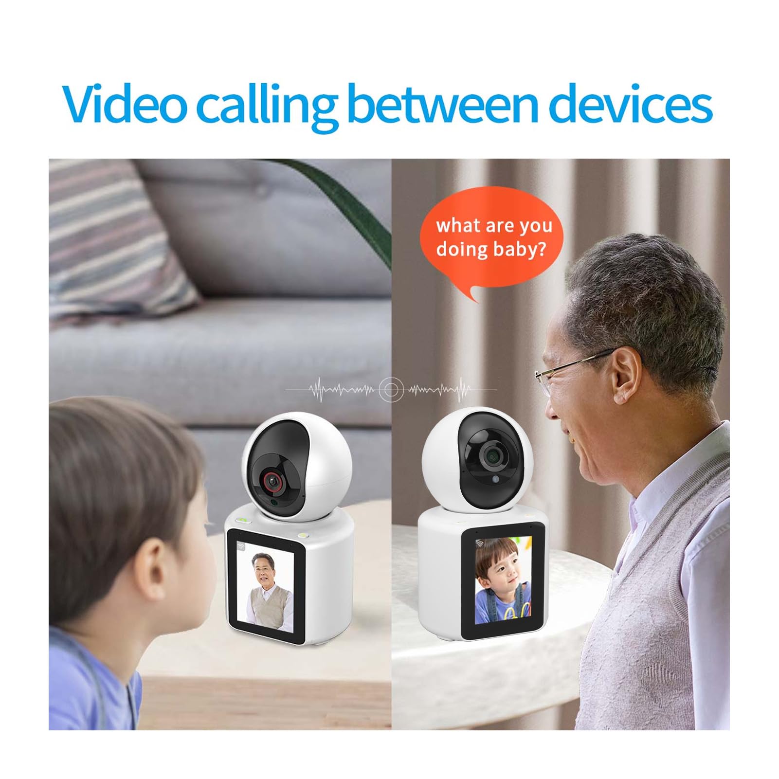 Cámara Interior para Personas Mayores, Pantalla de 2,8 Pulgadas, Monitor de bebé con Micrófono Dual, Cámara de Seguridad Inteligente para el Hogar, Despertador por Voz,