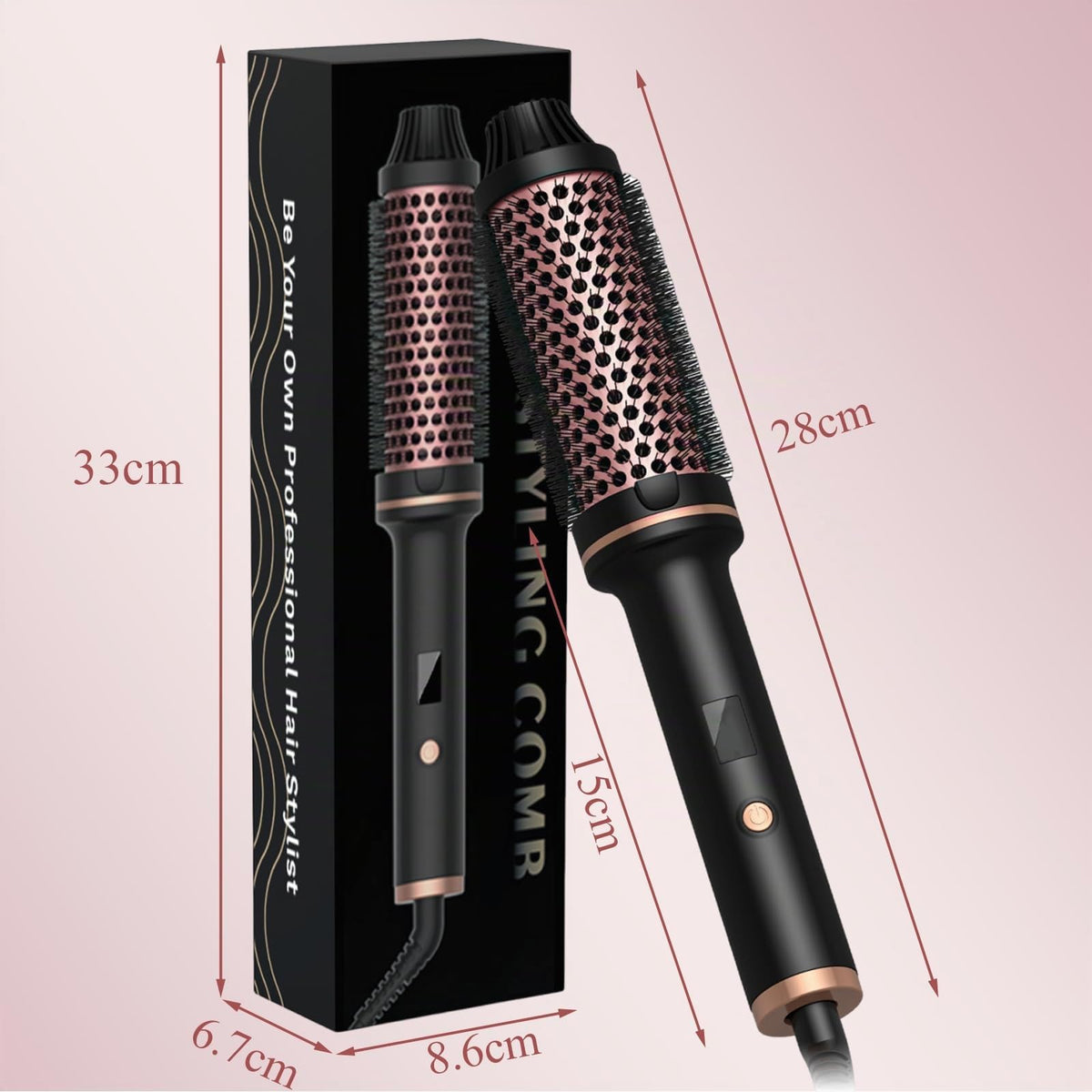 Cepillo de Aire Caliente Eléctrico Anti-Frizz de Iones Negativos para Cabello Rizado y Liso con Guantes Anti-Escaldaduras